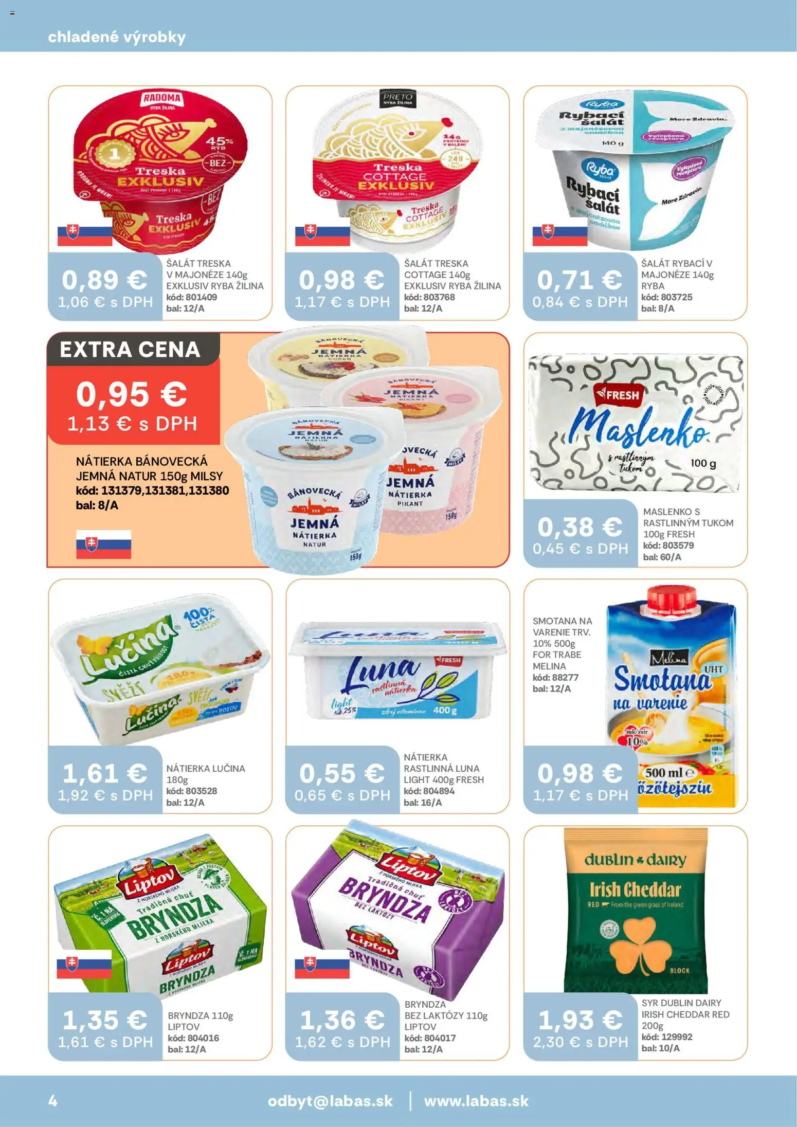 Nové Labaš akcie – leták je platný od 30.01.2026 | Strana: 4 | Produkty: Smotana, Bryndza, Šalát, Treska