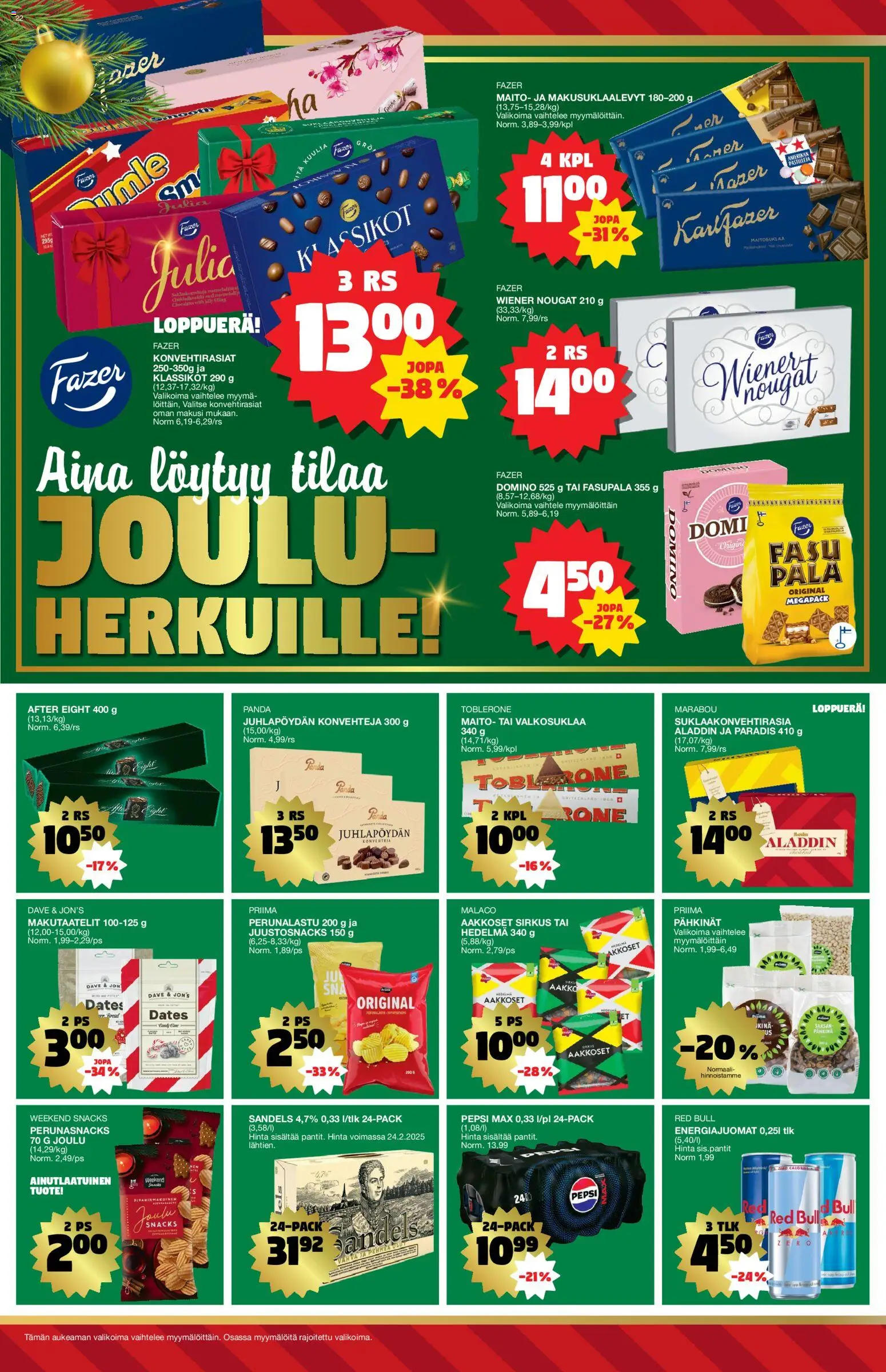 Tokmanni tarjoukset – voimassa 15.12.2025 alkaen | Sivu: 22 | Tuotteet: Maito, Pepsi, Pähkinät