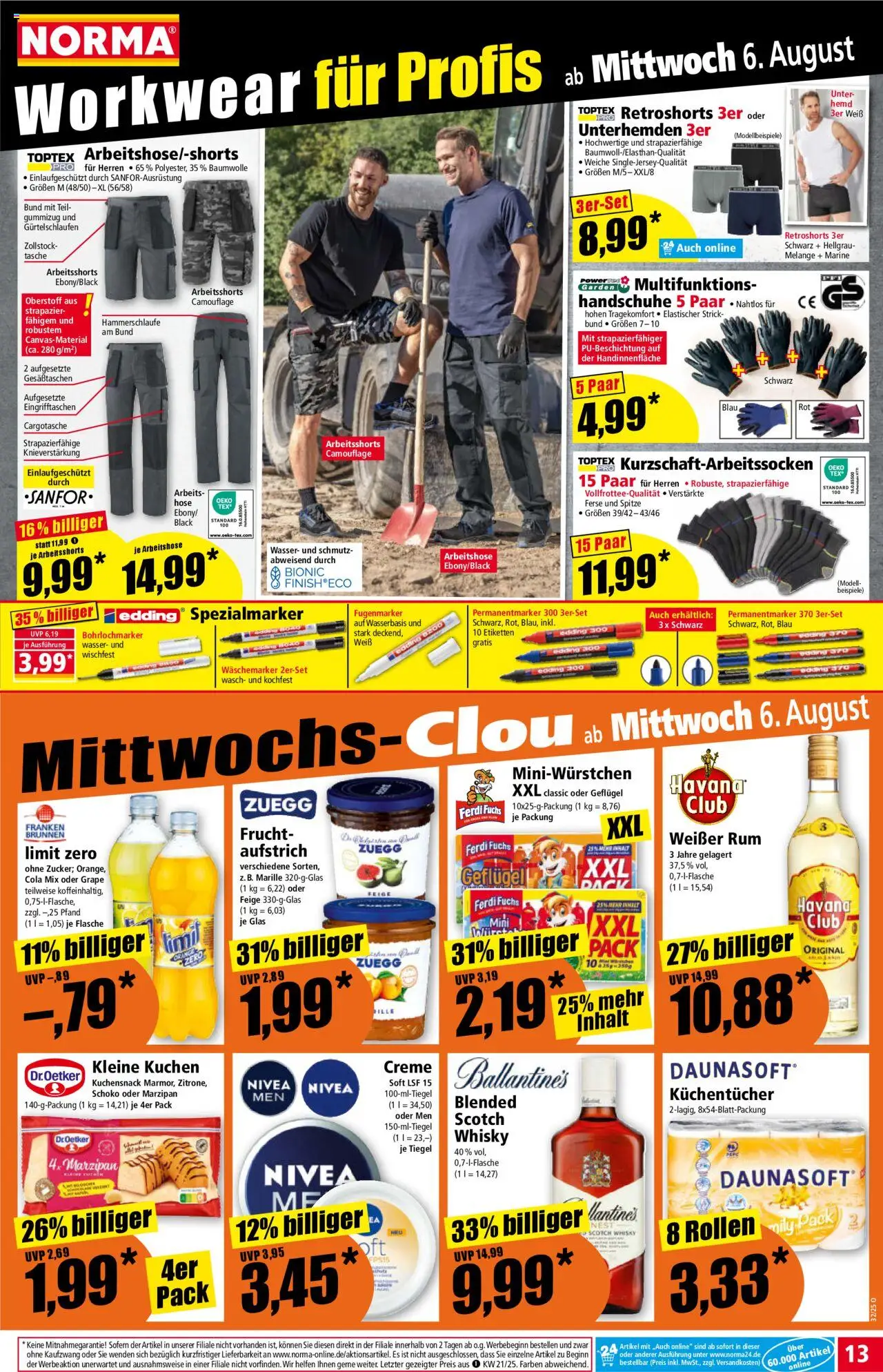 Norma Prospekt 	 - gültig ab dem 04.08.2025 | Seite: 13 | Produkte: Cola, Rum, Hemd, Handschuhe