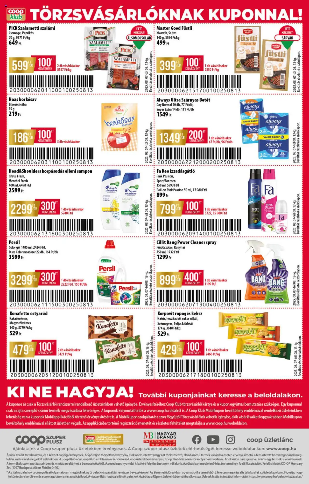 COOP akciós ujság - amely érvényes a következő dátumtól: 07.08.2025 | Oldal: 12 | Termékek: Persil, Sampon, Izzadásgátló, Cukor