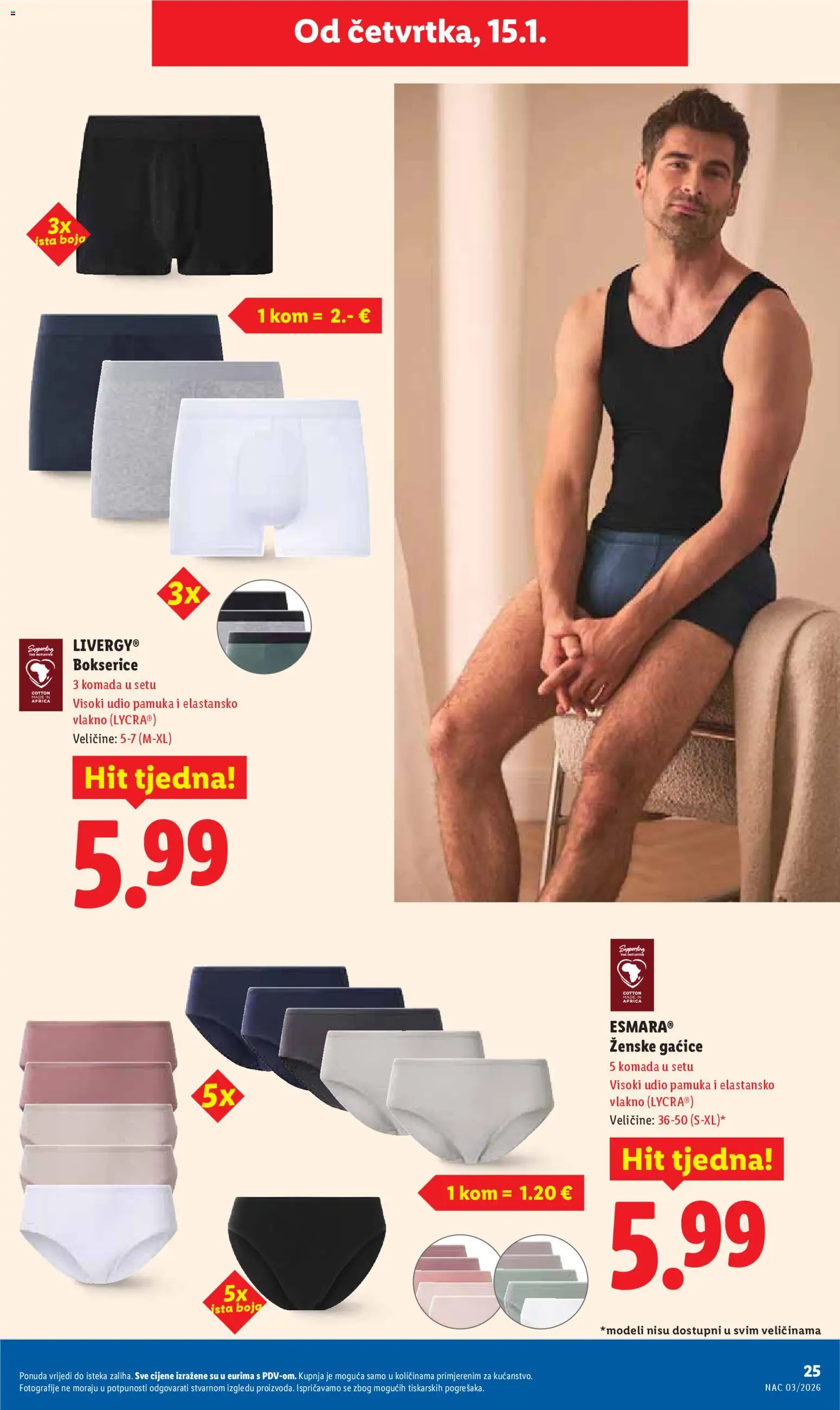 Lidl katalog | vrijedi od 12.01.2026 | Stranica: 25 | Proizvodi: Gaćice, Bokserice
