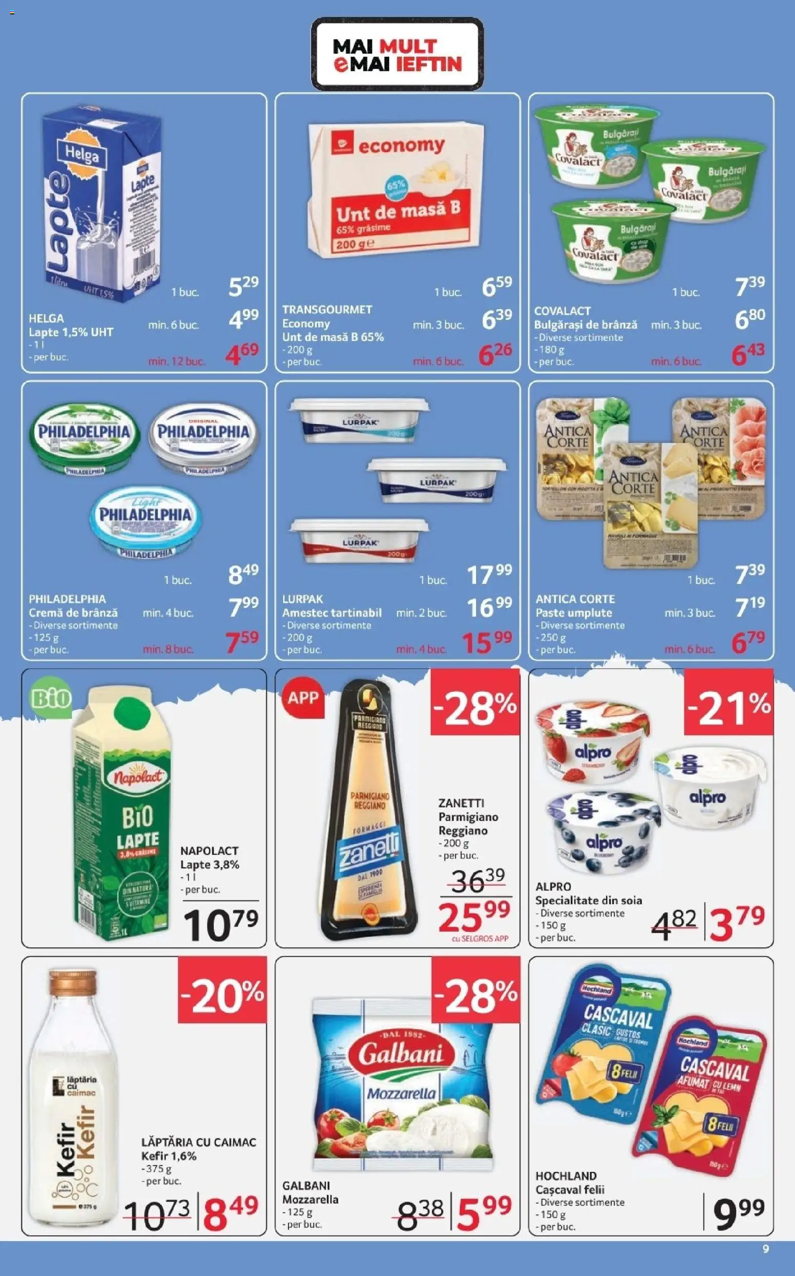 Noul catalog Selgros – valabil de la 06.03.2026 | Pagină: 9 | Produse: Masă, Mozzarella, Kefir, Paste