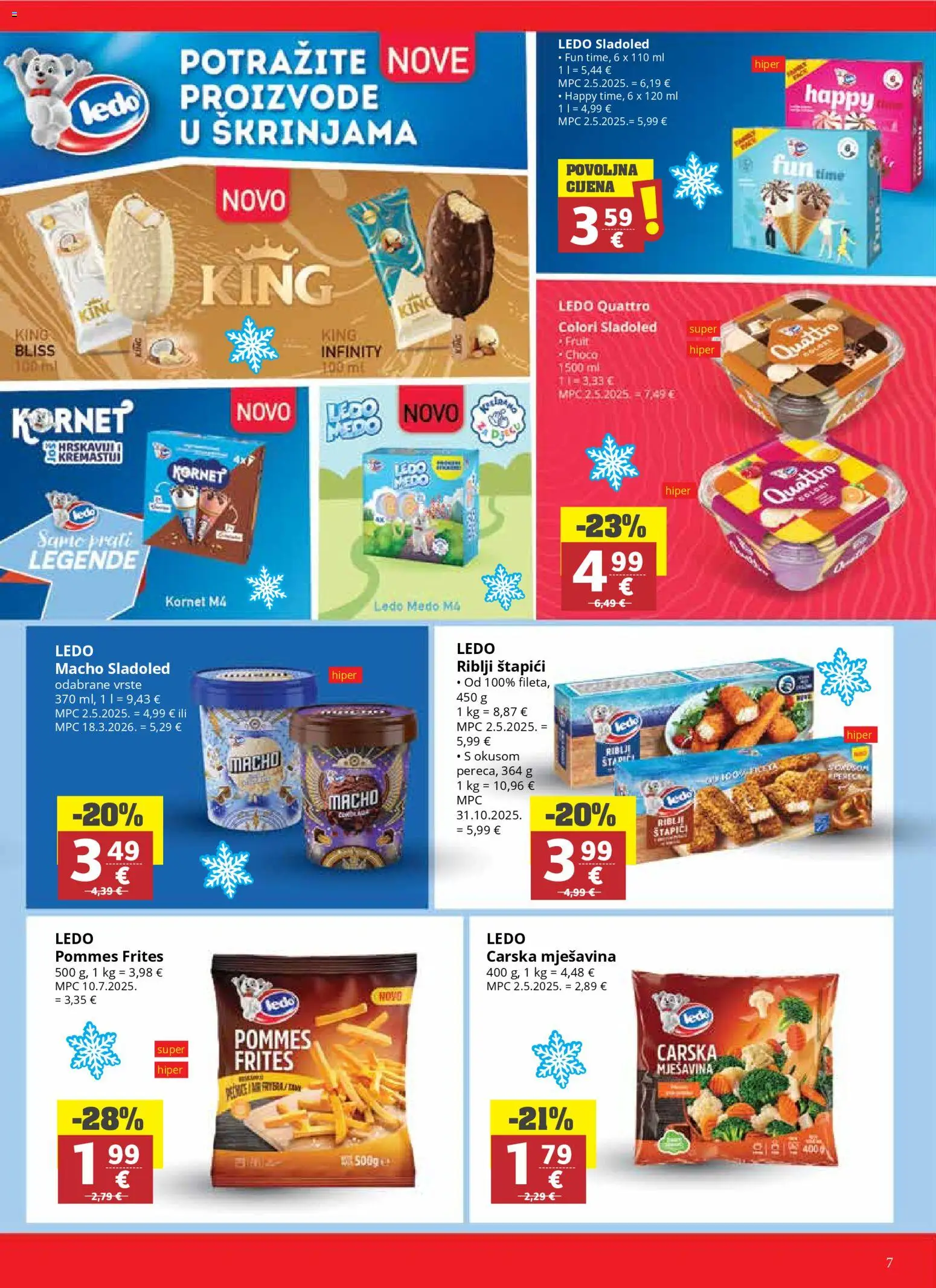 Ribola katalog | vrijedi od 15.04.2026 | Stranica: 7 | Proizvodi: Riblji štapići, Pommes frites, Sladoled, Štapići