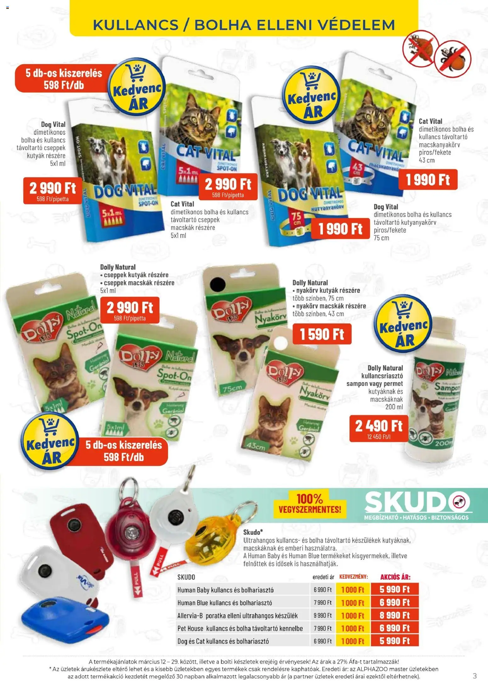 AlphaZoo akciós ujság - amely érvényes a következő dátumtól: 12.03.2026 | Oldal: 3 | Termékek: Kullancsriasztó, Sampon