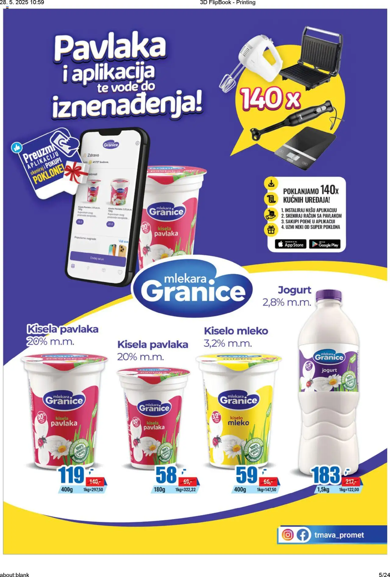 Trnava Promet katalog - važi od 22.05.2025 | Strana: 5 | Proizvode: Kisela pavlaka, Kiselo mleko, Jogurt, Pavlaka