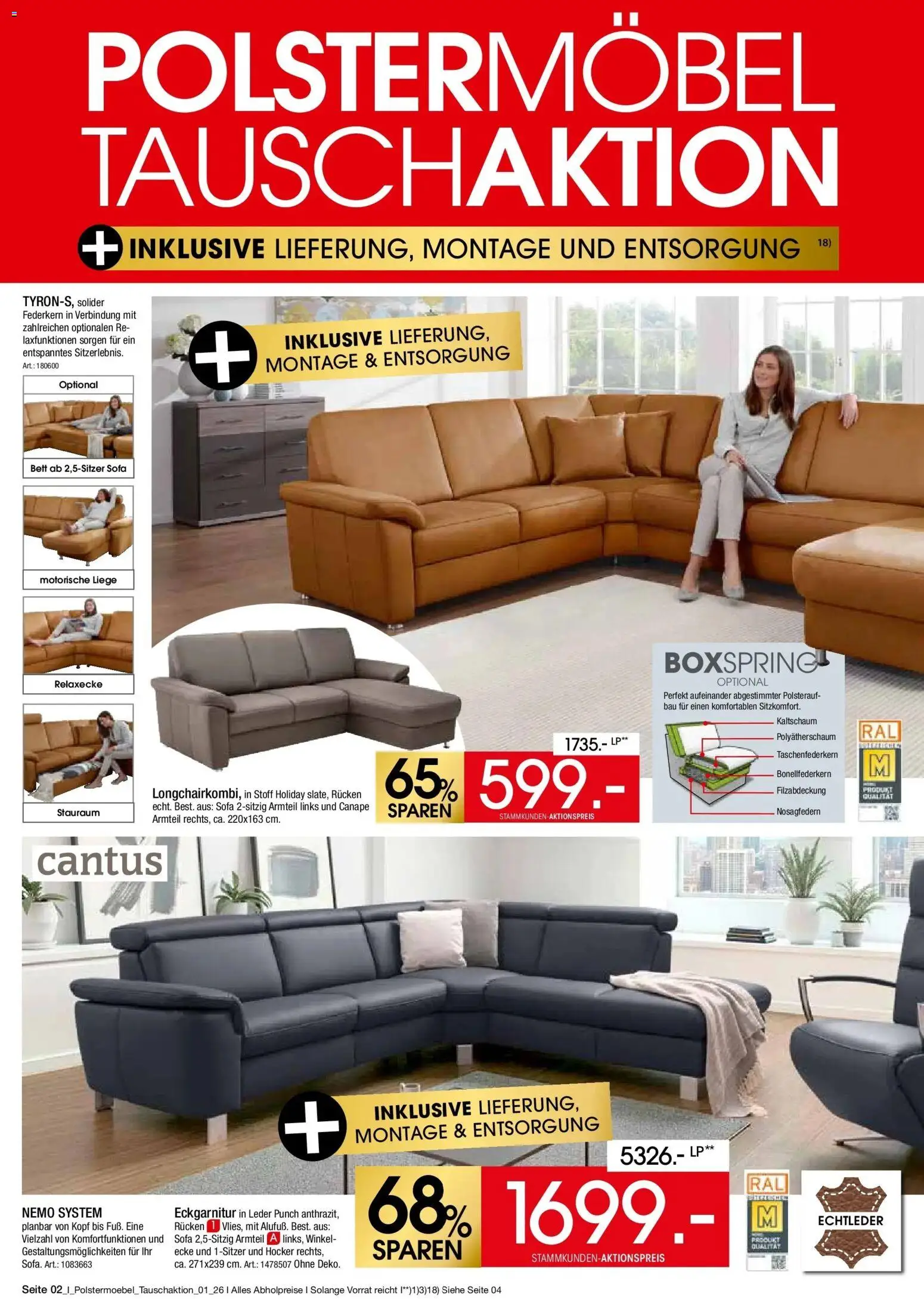 Zurbrüggen Polstermöbel Tauschaktion – gültig ab 17.04.2026 | Seite: 2 | Produkte: Hocker, Bett, Sofa, Liege