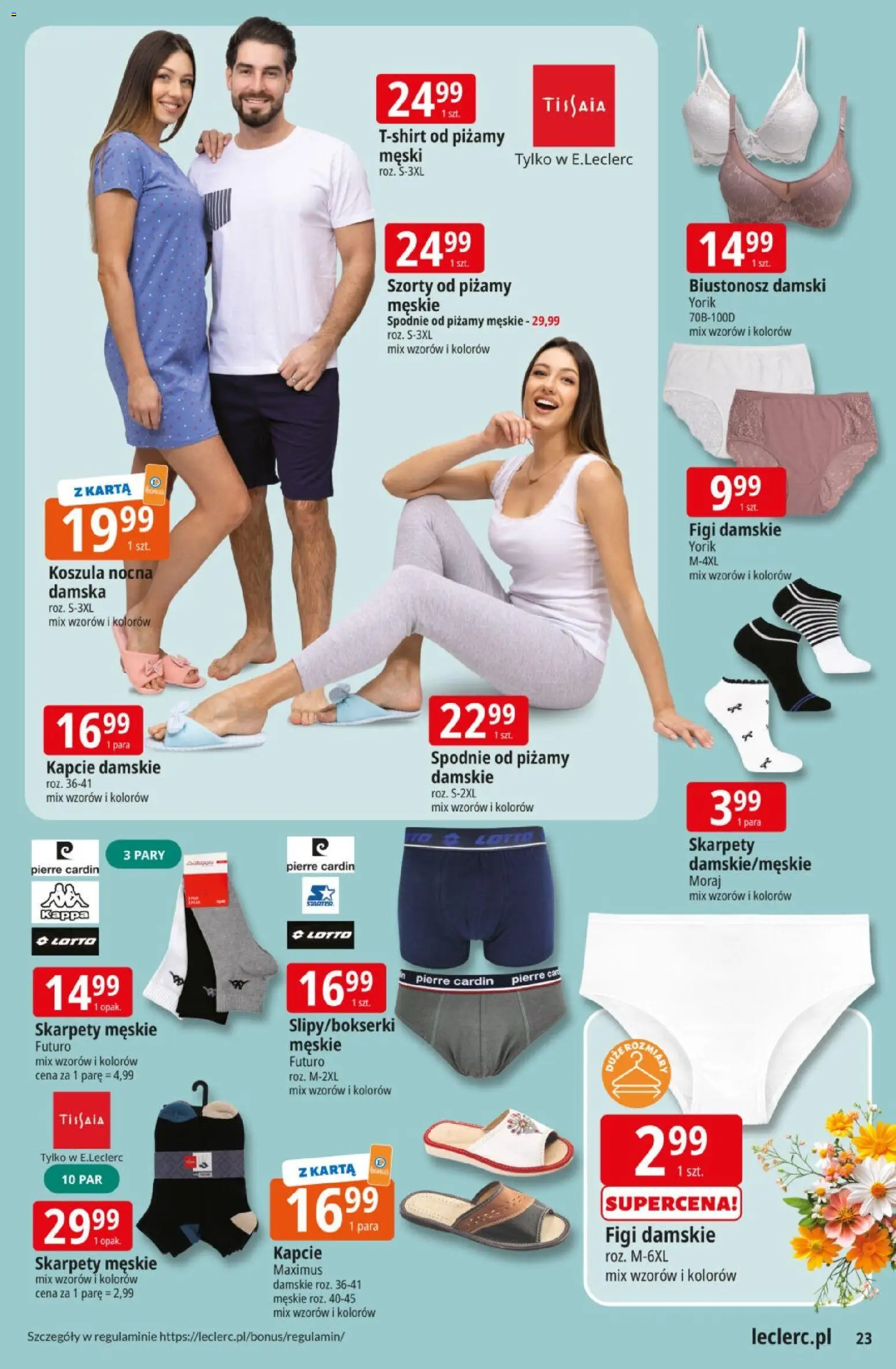 E.Leclerc gazetka od 10.03.2026 | Strona: 23 | Produkty: Szorty, Spodnie, Biustonosz, Skarpety