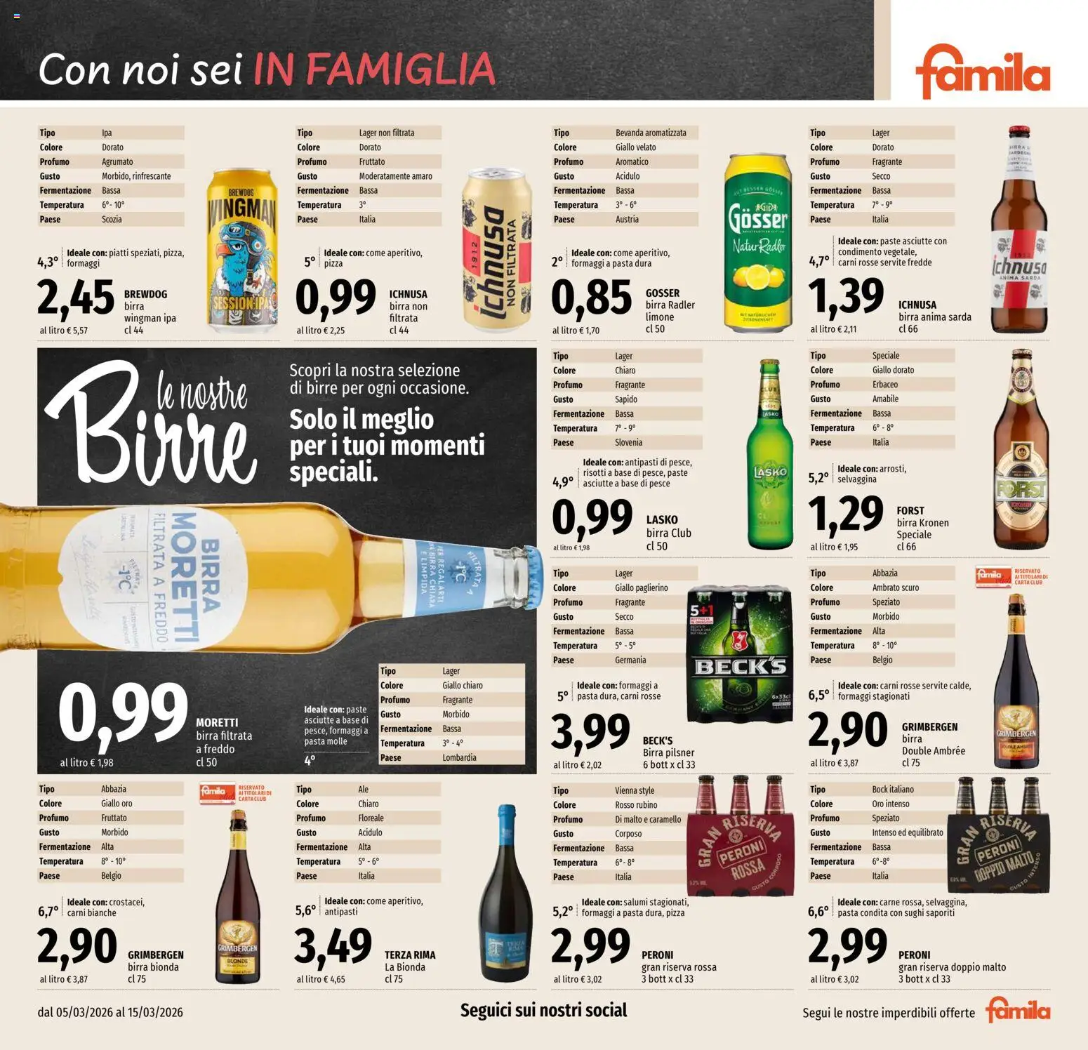 Volantino Famila del 05.03.2026 | Pagina: 19 | Prodotti: Pesce, Pasta, Profumo, Amaro