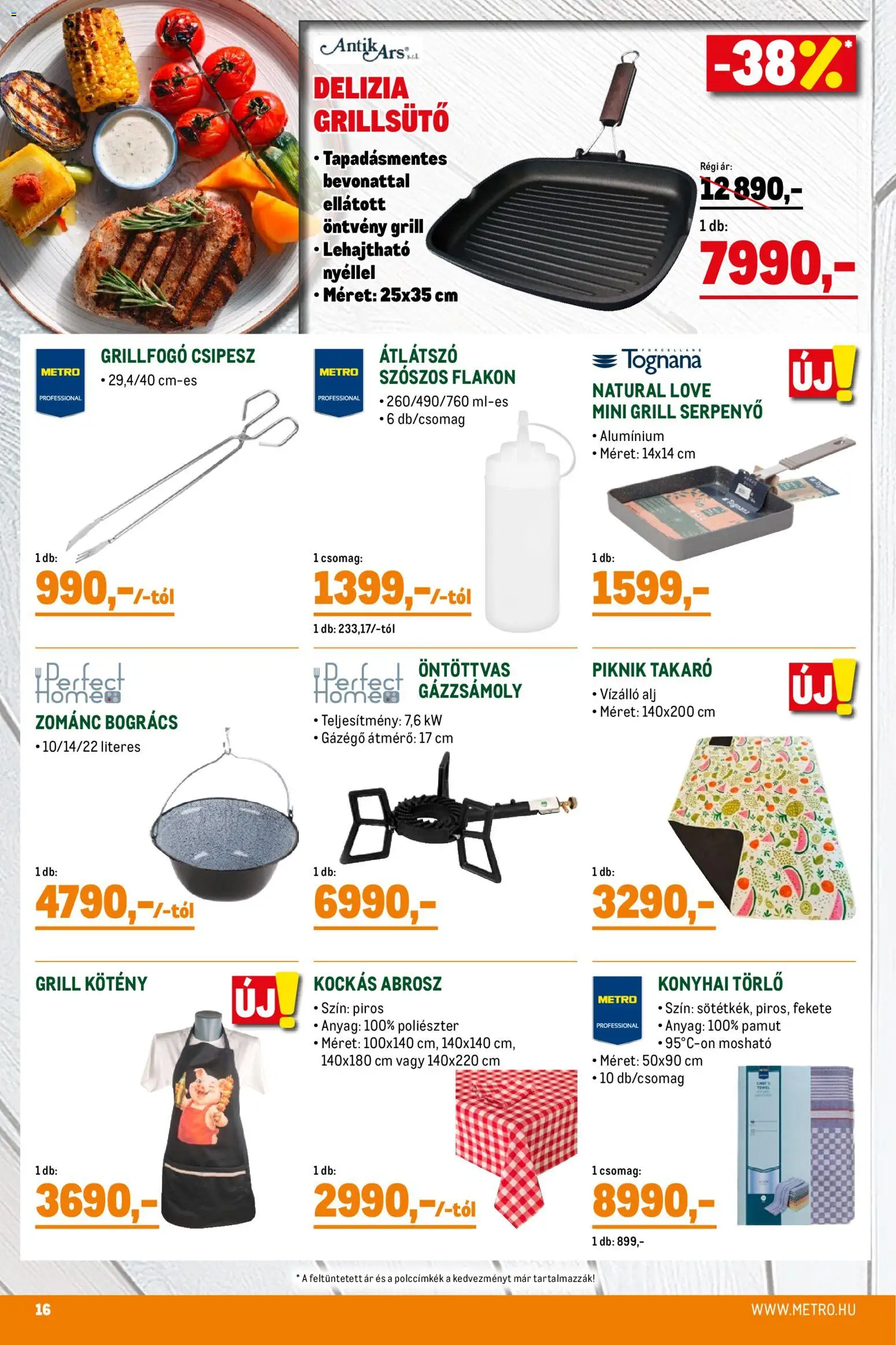Metro akciós ujság - amely érvényes a következő dátumtól: 02.05.2026 | Oldal: 16 | Termékek: Grillsütő, Grill, Takaró, Bogrács