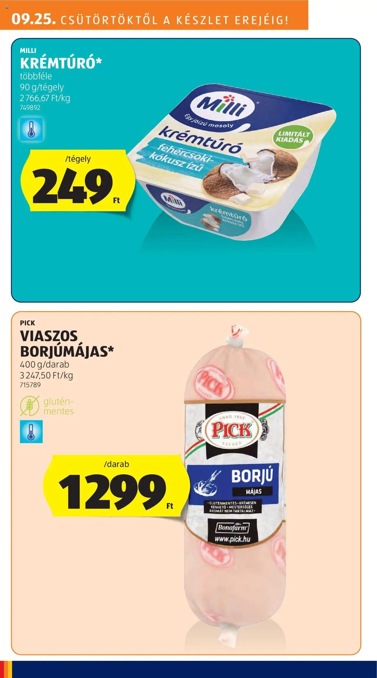 Aldi akciós ujság - amely érvényes a következő dátumtól: 25.09.2025 | Oldal: 4 | Termékek: Krémtúró, Kokusz, Fehércsoki, Gluténmentes