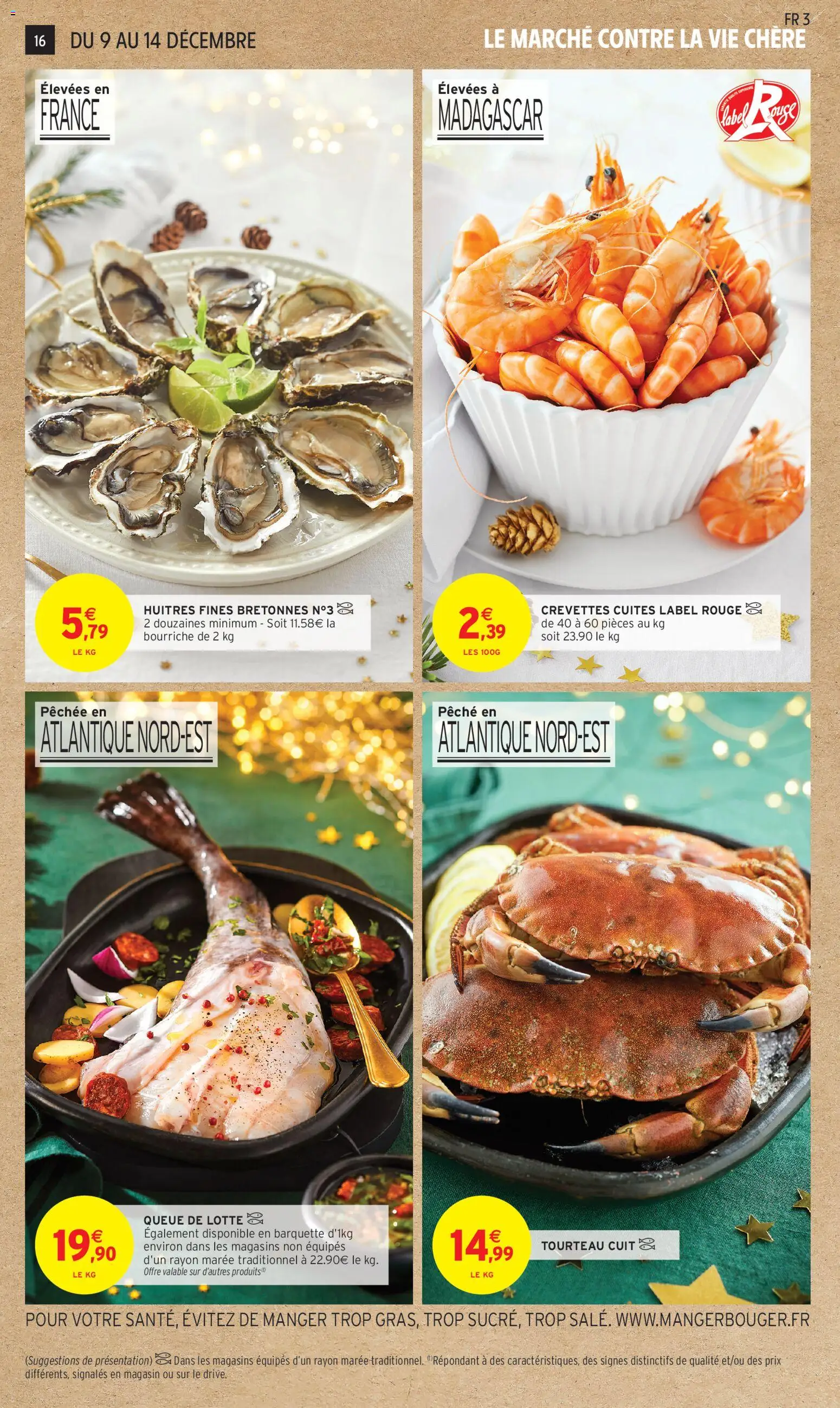 {H1} | Page: 16 | Produits: Tourteau cuit, Queue de lotte, Pêche, Crevettes