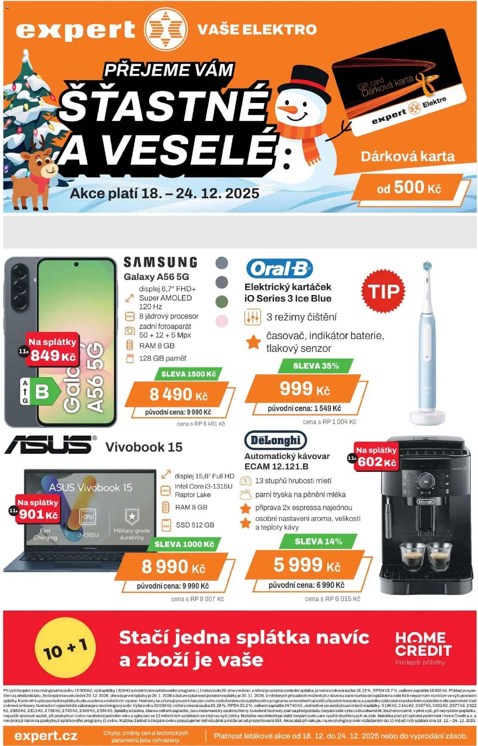 Expert elektro - Leták od 18.12.2025 | Strana: 1 | Produkty: Elektrický kartáček, Fotoaparát, Samsung, Elektro