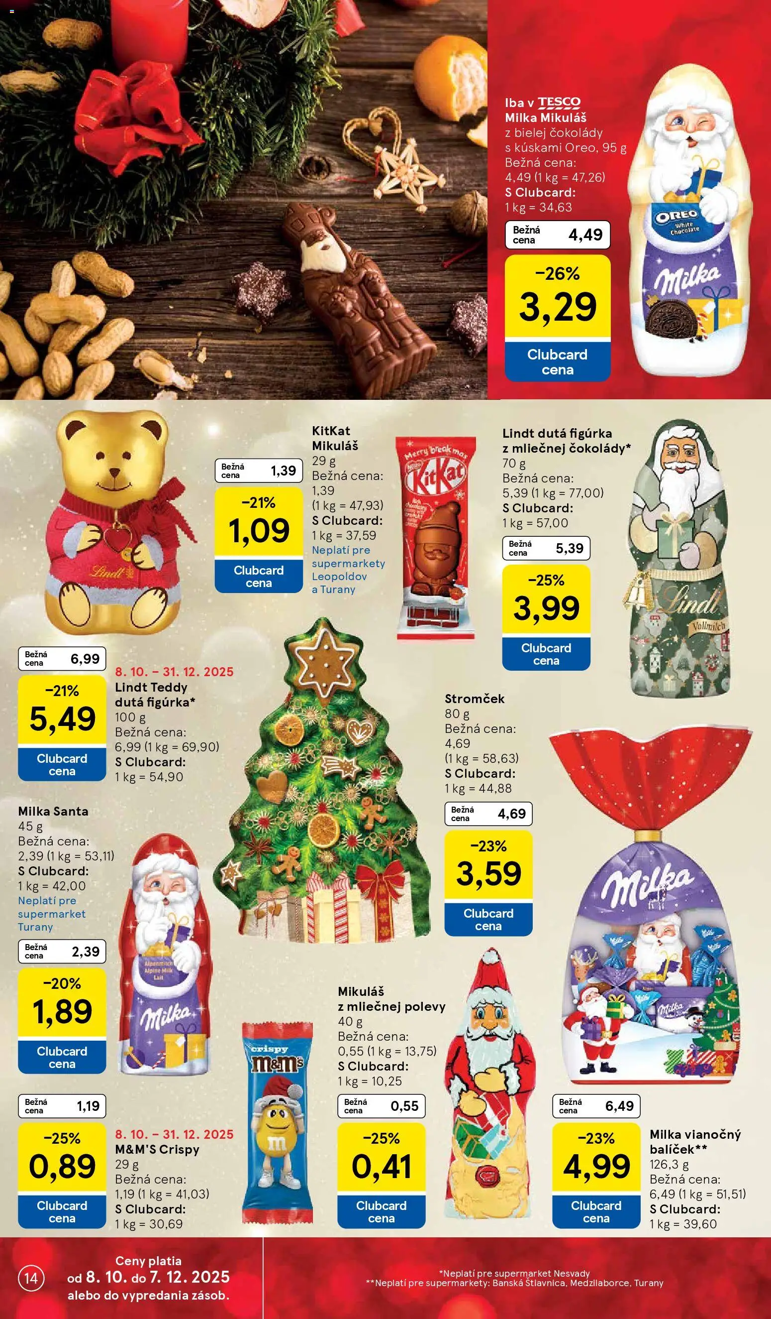 Nové Tesco akcie – leták je platný od 19.11.2025 | Strana: 14 | Produkty: Lindt, Milka