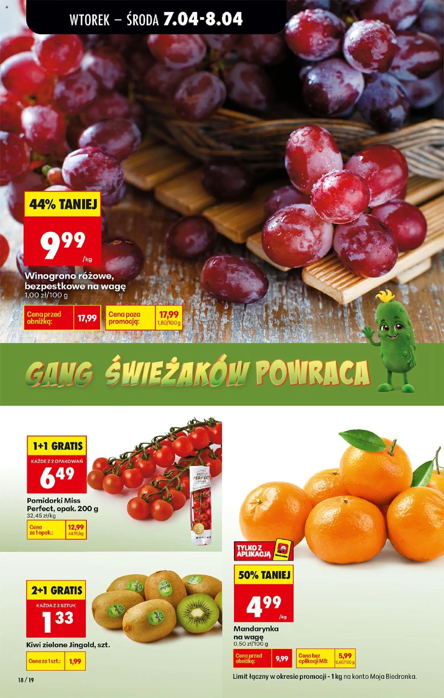 Biedronka gazetka od wtorku od 07.04.2026 | Strona: 22 | Produkty: Winogrono, Kiwi