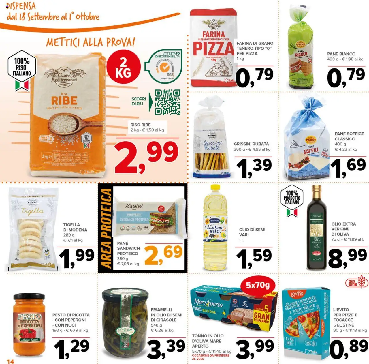 Volantino Todis del 18.09.2025 | Pagina: 14 | Prodotti: Riso, Olio, Noci, Olio di Oliva