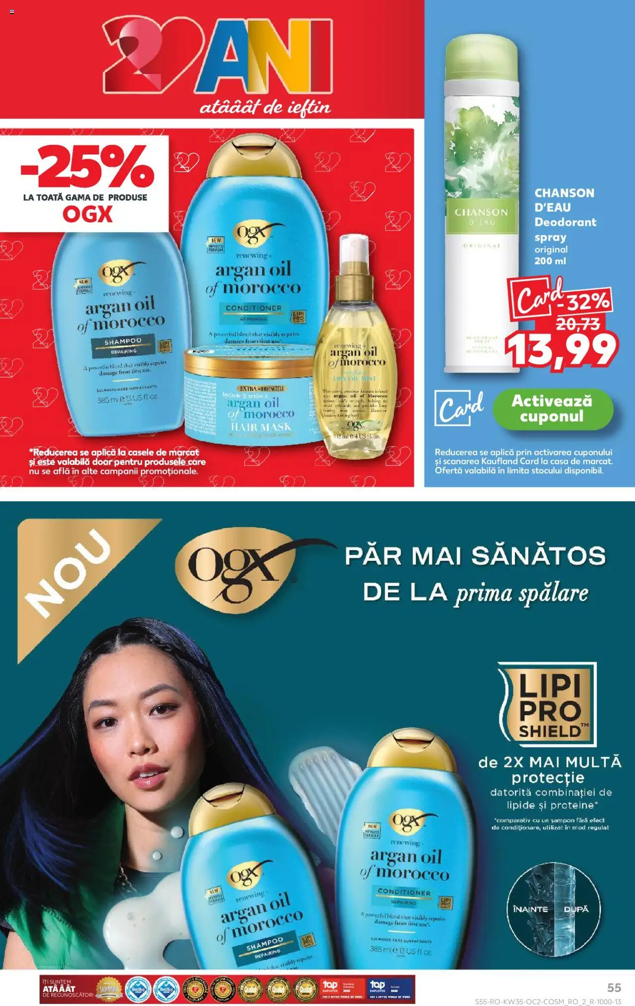Kaufland RO akciós ujság - amely érvényes a következő dátumtól: 27.08.2025 | Oldal: 55 | Termékek: Sampon