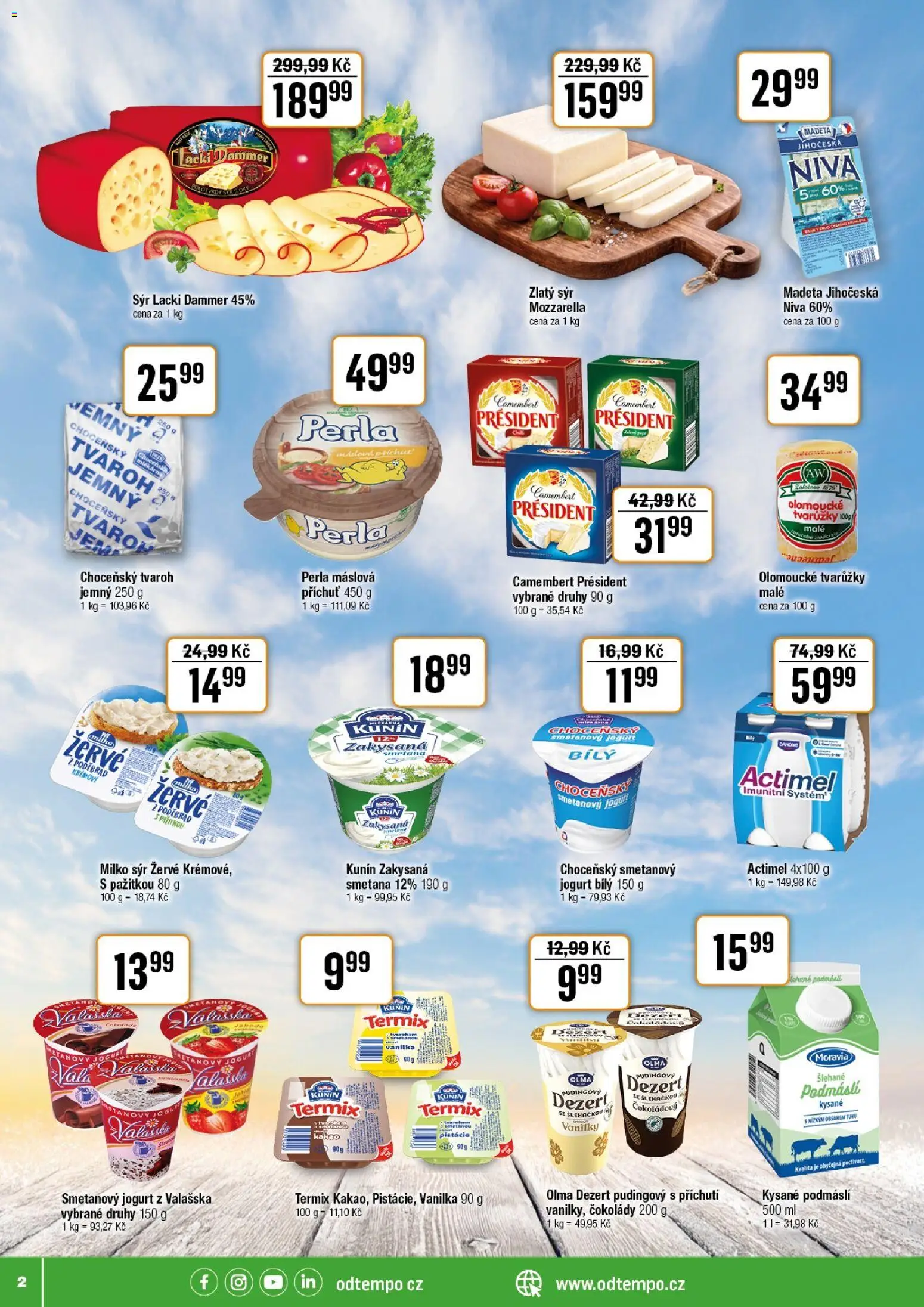 Tempo leták - Tuty od 08.04.2026 | Strana: 2 | Produkty: Jogurt, Tvarůžky, Žervé, Camembert