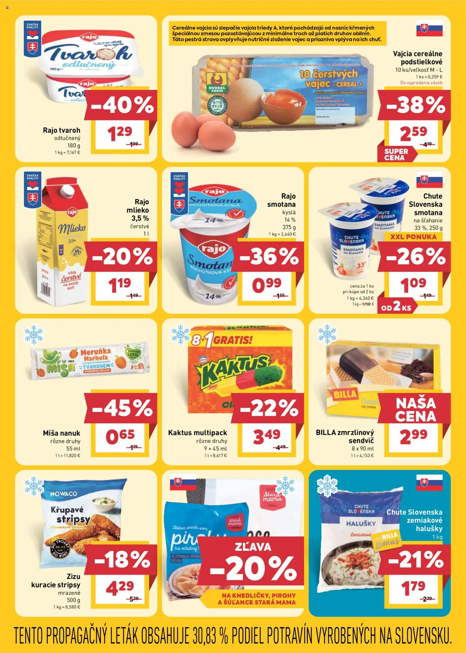 Nové Billa akcie – leták je platný od 29.04.2026 | Strana: 13 | Produkty: Mlieko, Vajcia, Tvaroh, Sendvič