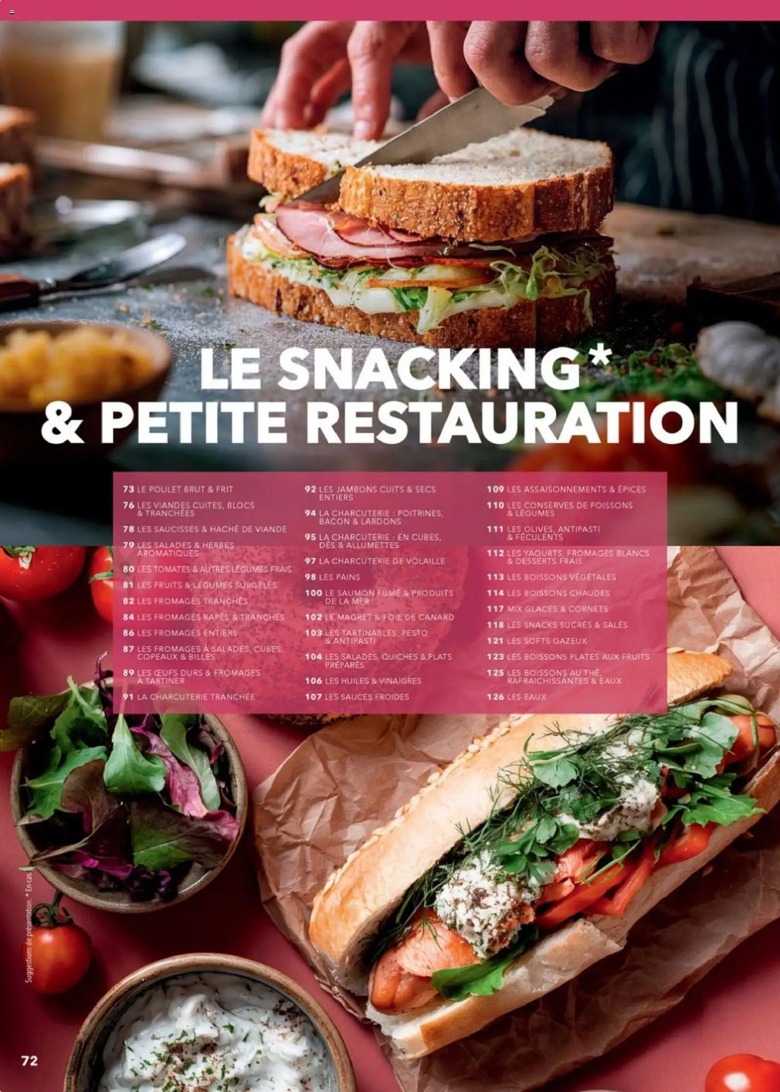 {H1} | Page: 72 | Produits: Volaille, Lardons, Saumon fumé, Pesto