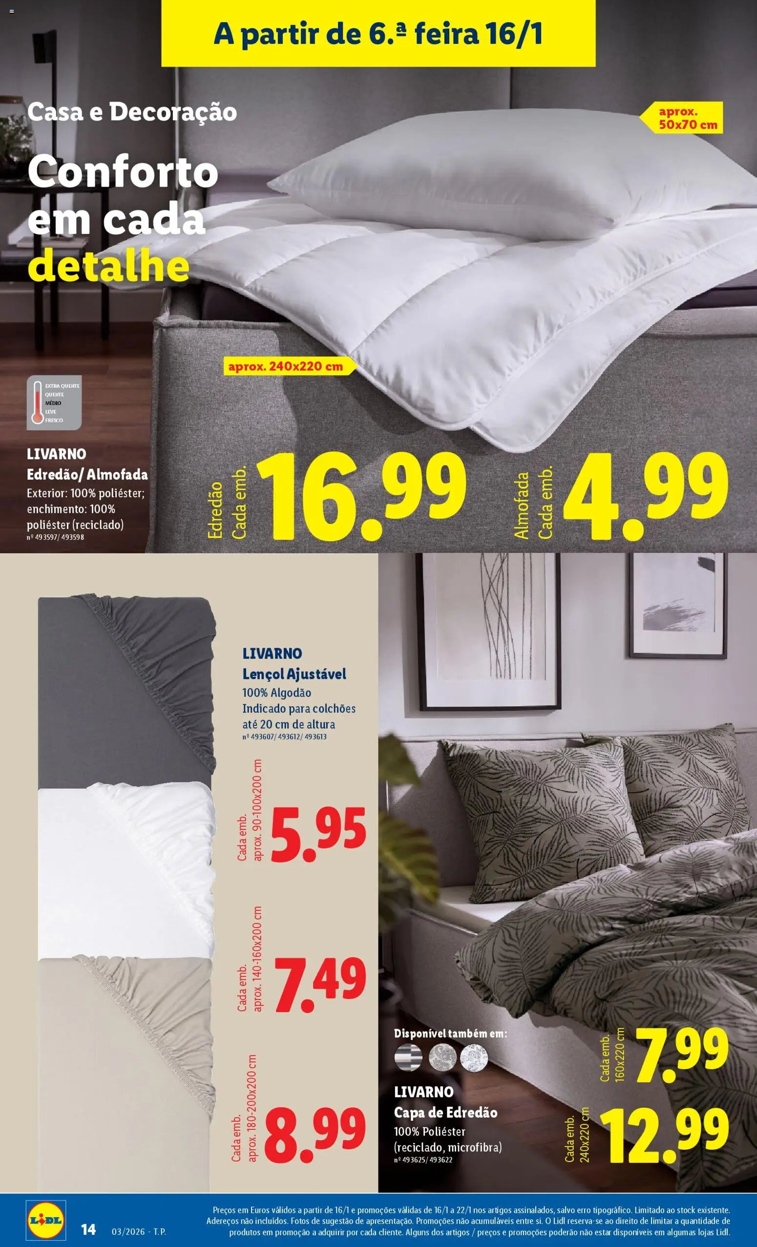 Lidl Novidades │ válido de 12.01.2026 | Página: 14 | Produtos: Algodão, Colchões, Lençol, Almofada