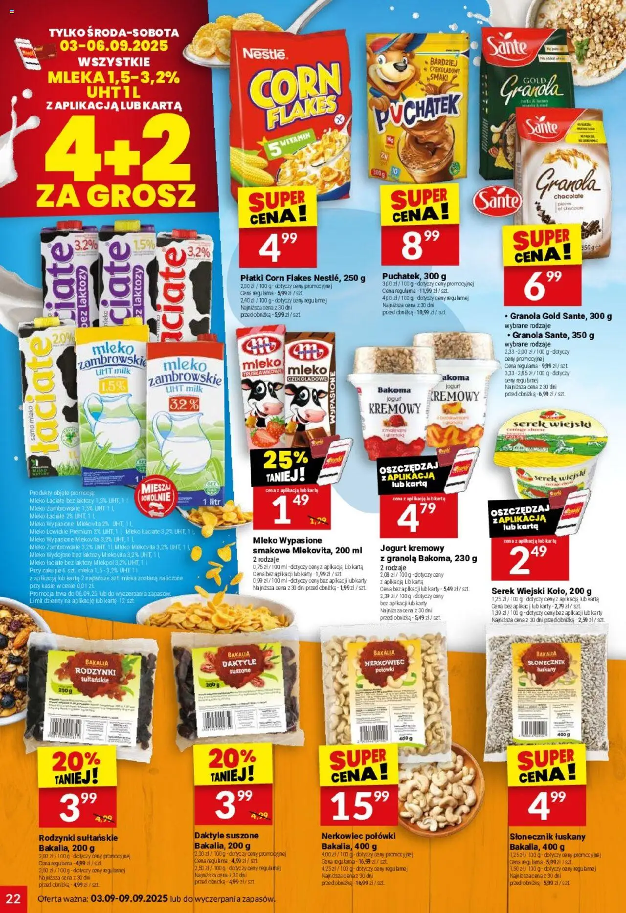 Twój Market Gazetka od 03.09.2025 | Strona: 22 | Produkty: Karta, Mleko bez laktozy, Bez laktozy, Granola