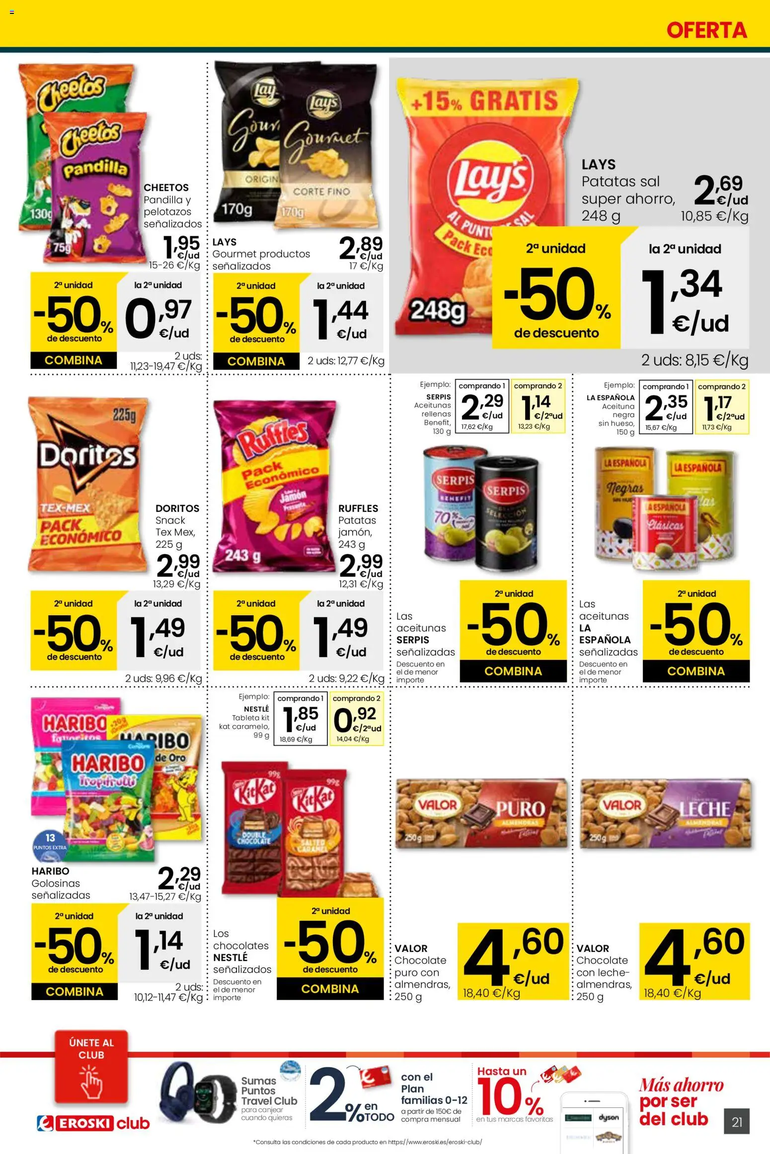 Eroski - Siempre a buen precio Center │ válido desde el 12.02.2026 | Página: 21 | Productos: Leche, Jamón, Golosinas, Tableta