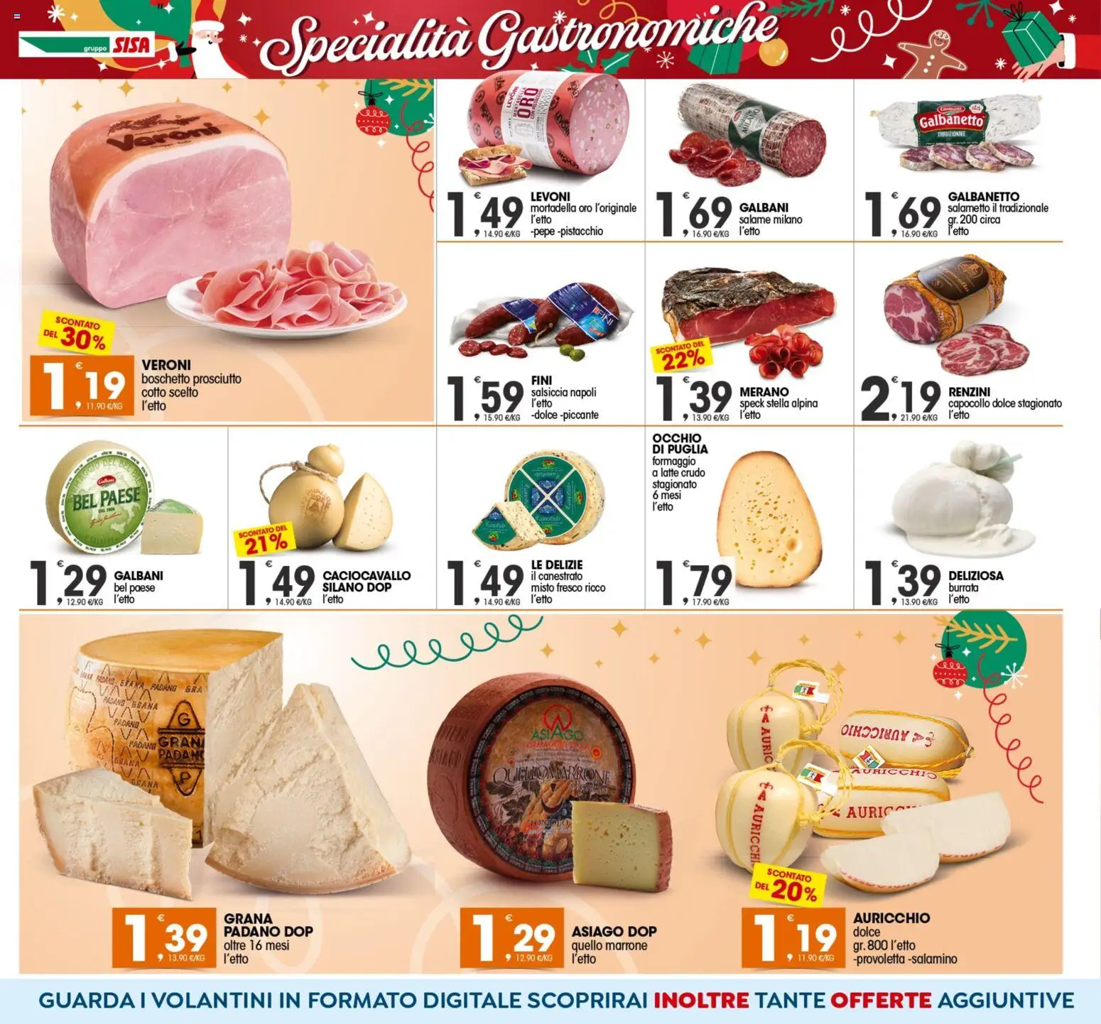 Volantino SISA del 16.12.2025 | Pagina: 6 | Prodotti: Speck, Formaggio, Mortadella, Burrata