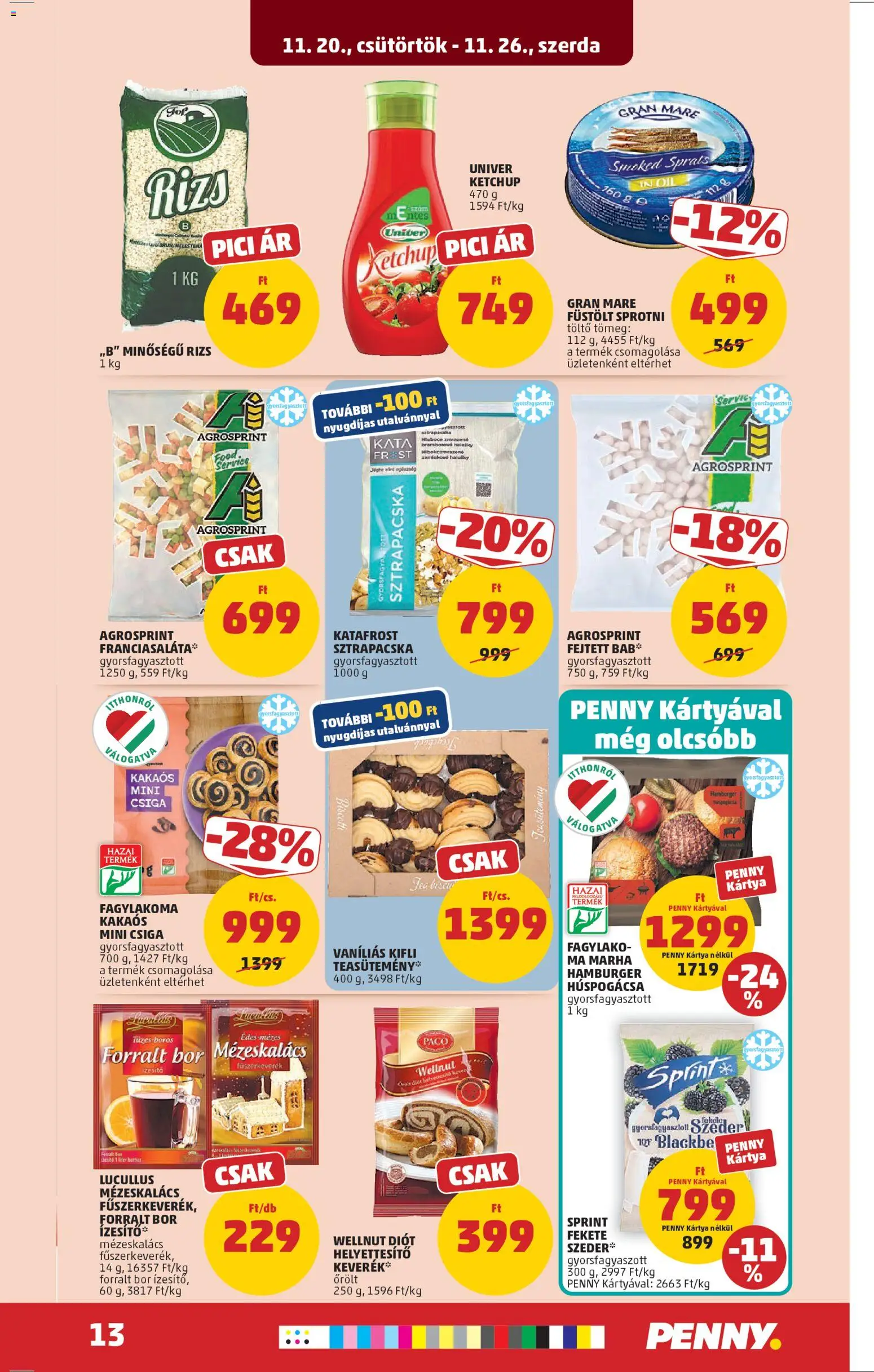PENNY akciós ujság - amely érvényes a következő dátumtól: 20.11.2025 | Oldal: 17 | Termékek: Fűszerkeverék, Hamburger, Sprotni, Teasütemény