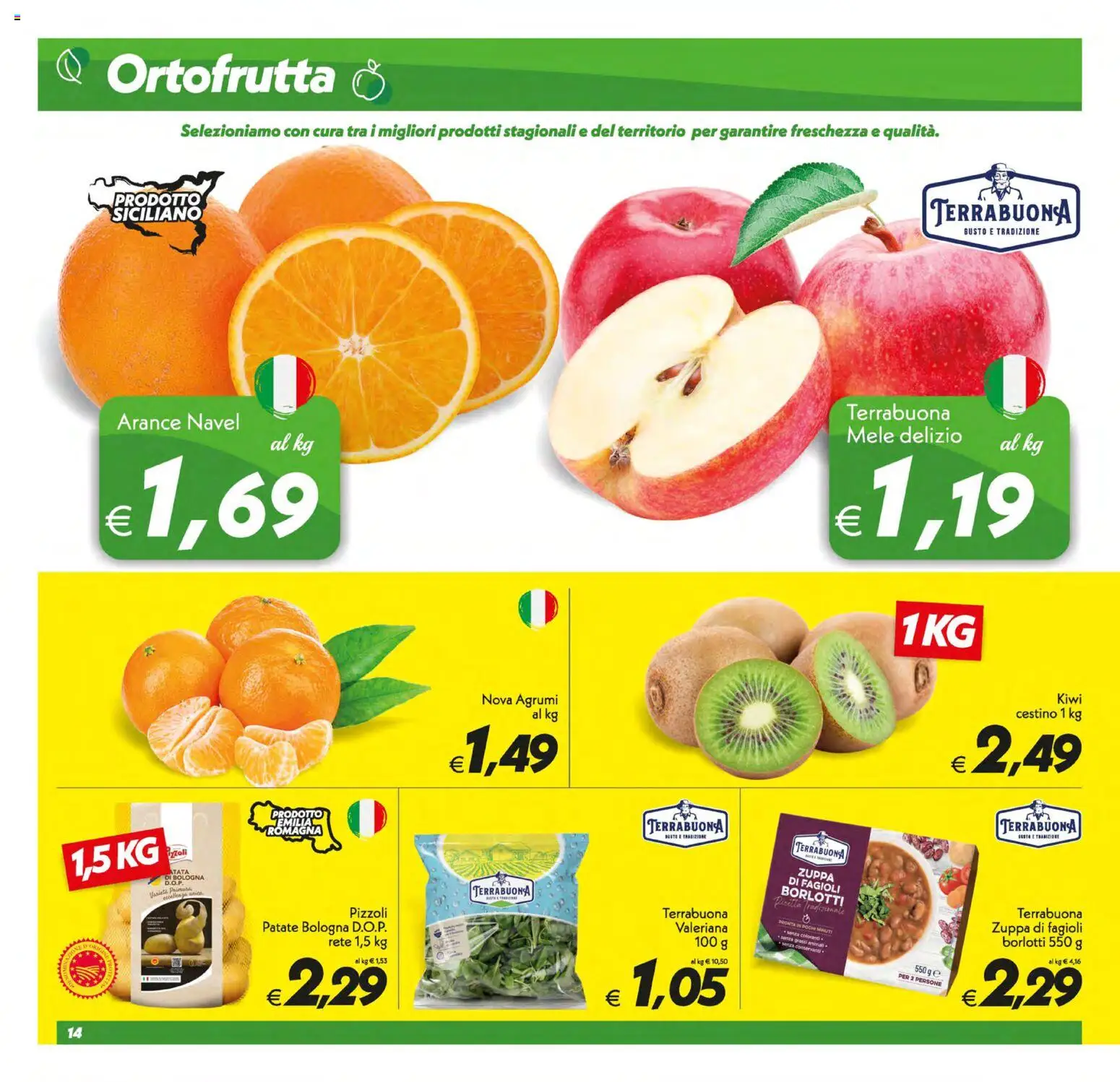 Volantino SuperConveniente del 13.01.2026 | Pagina: 14 | Prodotti: Mele, Arance, Fagioli, Cestino