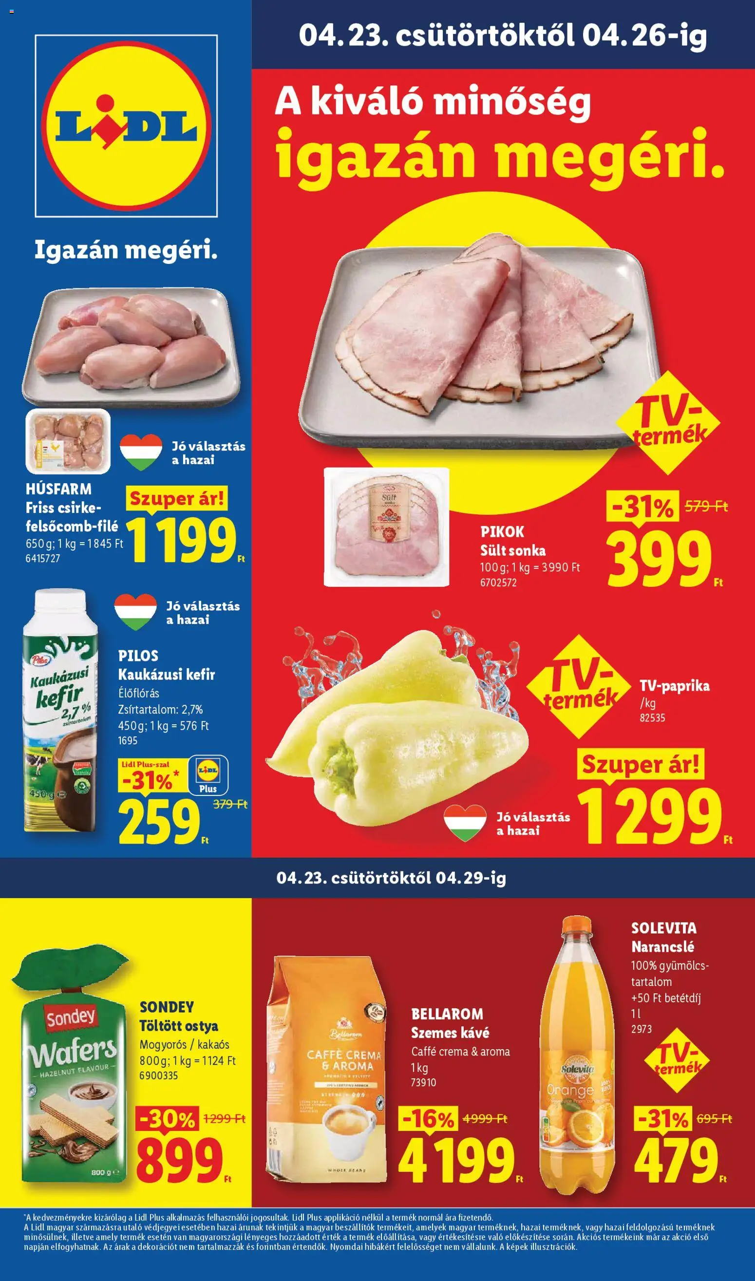 Lidl akciós ujság - amely érvényes a következő dátumtól: 23.04.2026 | Oldal: 1 | Termékek: Gyümölcs, Kávé, Szemes kávé, Kaukázusi kefír