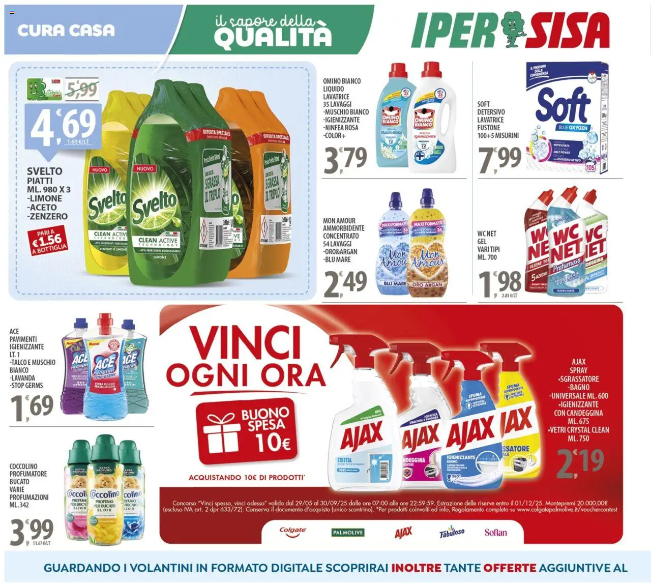 Volantino SISA del 12.09.2025 | Pagina: 14 | Prodotti: Talco, Limone, Lavatrice, Bagno