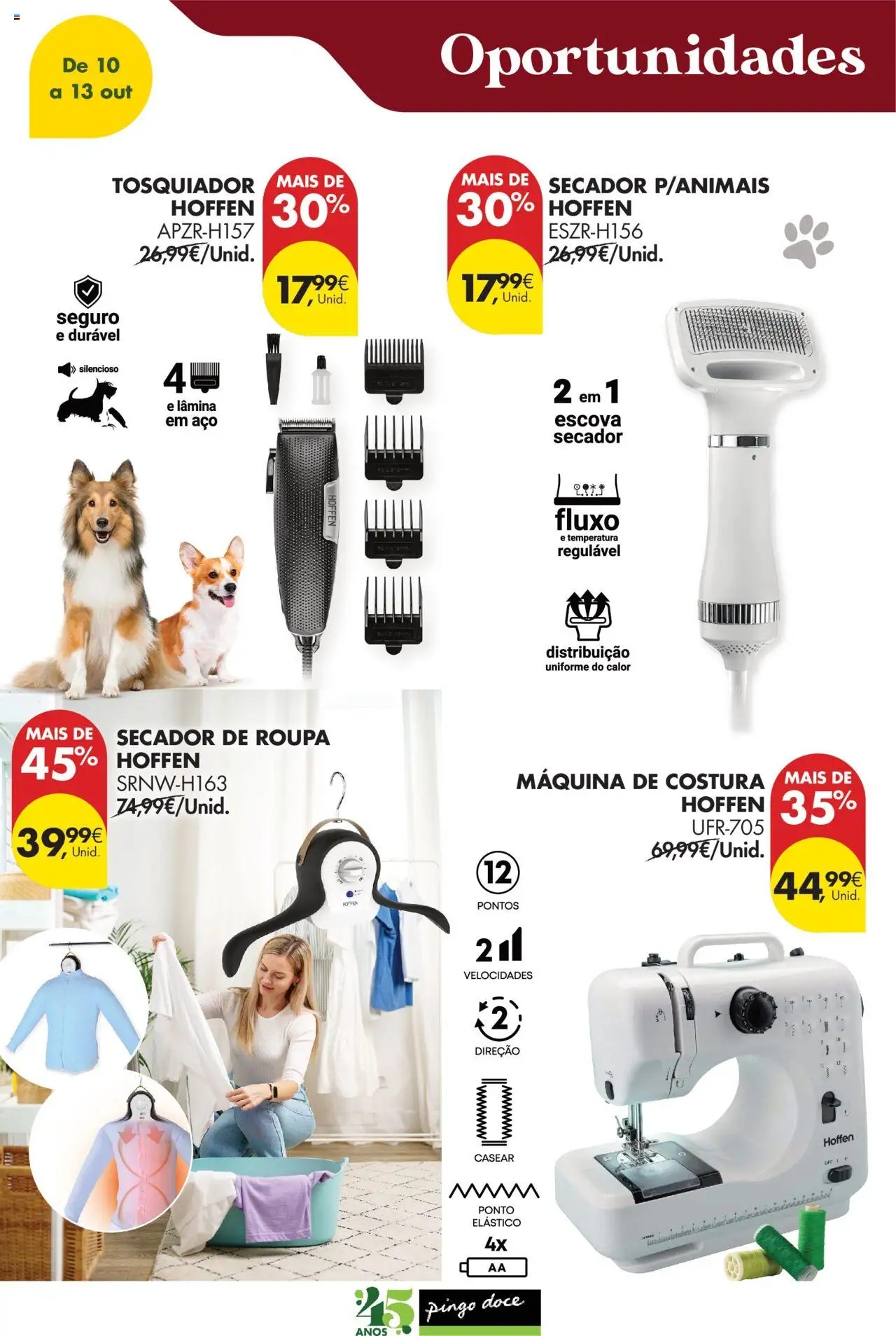 Pingo Doce Poupe Este Fim de Semana │ válido de 10.10.2025 | Página: 19 | Produtos: Secador, Máquina de costura