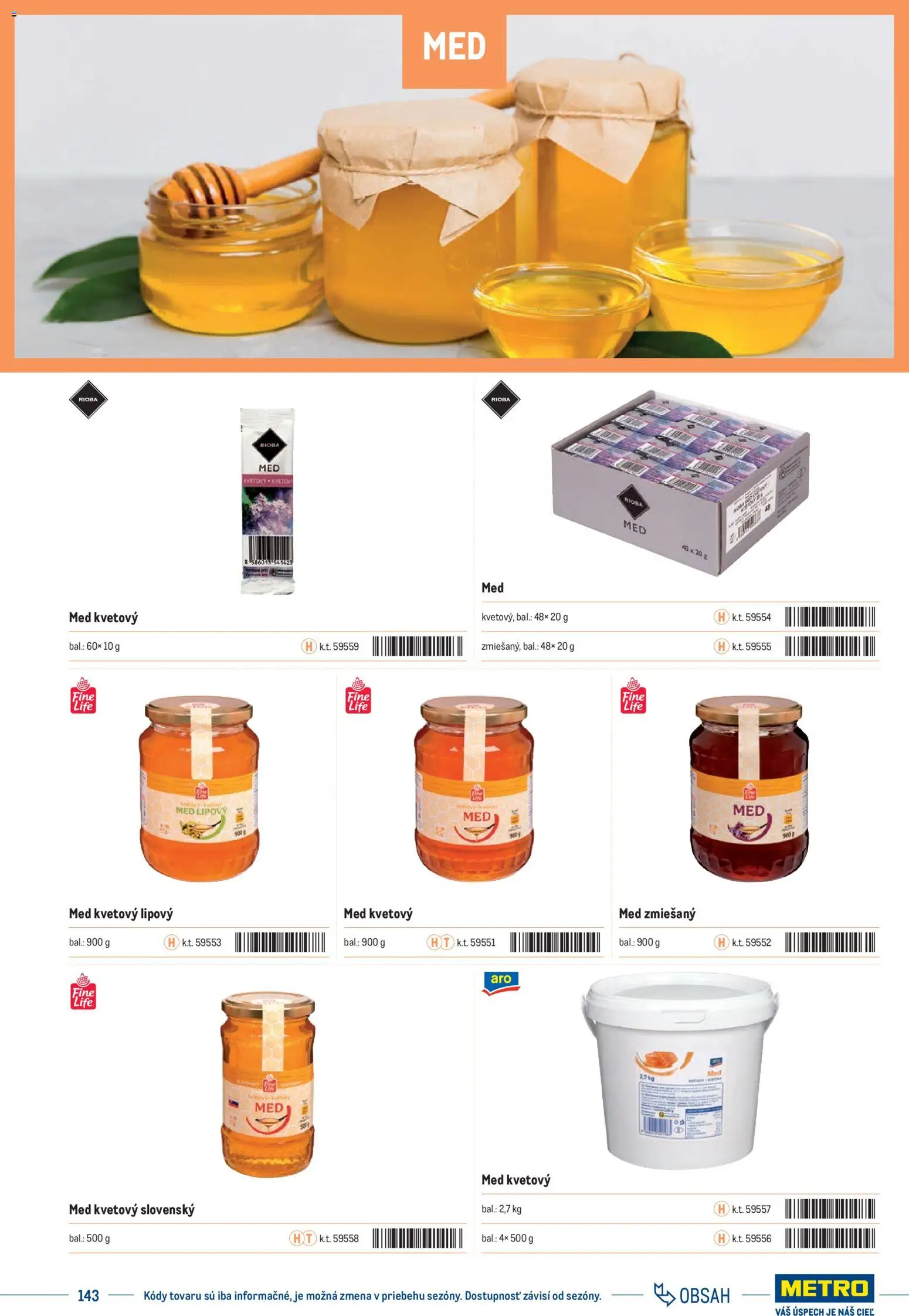 Nové Metro akcie – leták je platný od 01.01.2025 | Strana: 143 | Produkty: Med