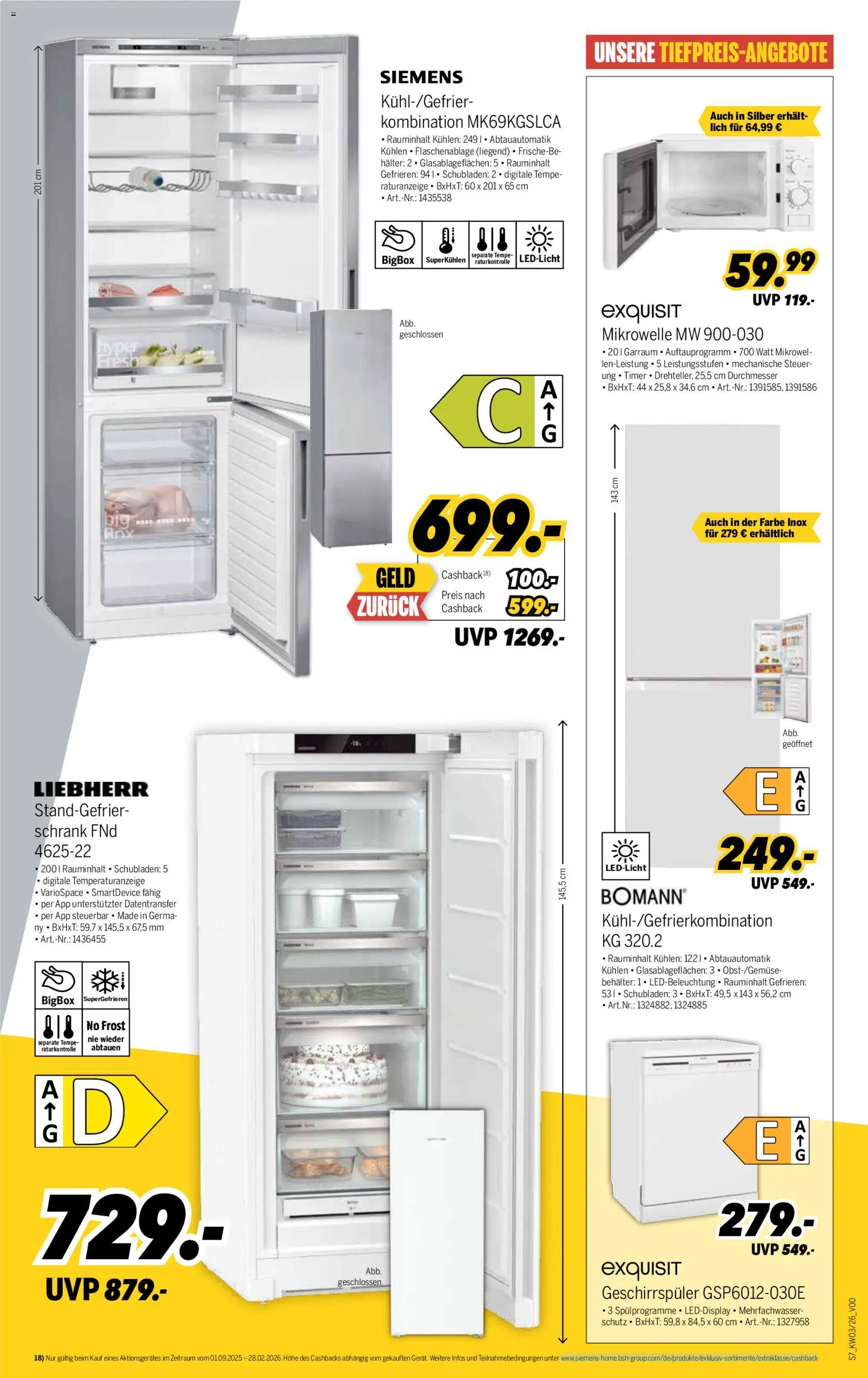 Medimax Prospekt 	 – gültig ab 09.01.2026 | Seite: 7 | Produkte: Liebherr, Mikrowelle, Geschirrspüler, Schrank