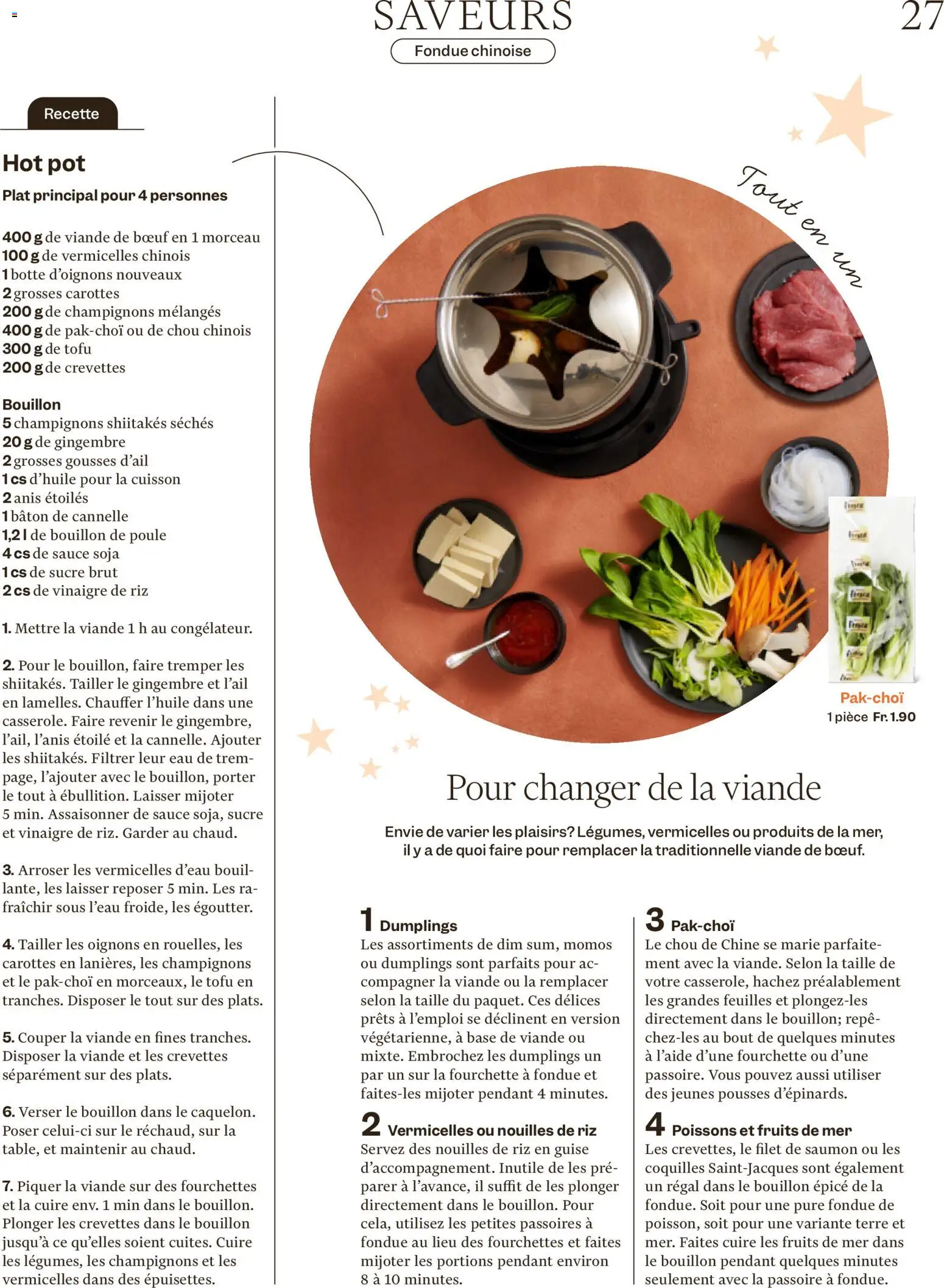 Migros Magazin FR – gültig ab 22.12.2025 | Seite: 27 | Produkte: Regal, Champignons, Fondue