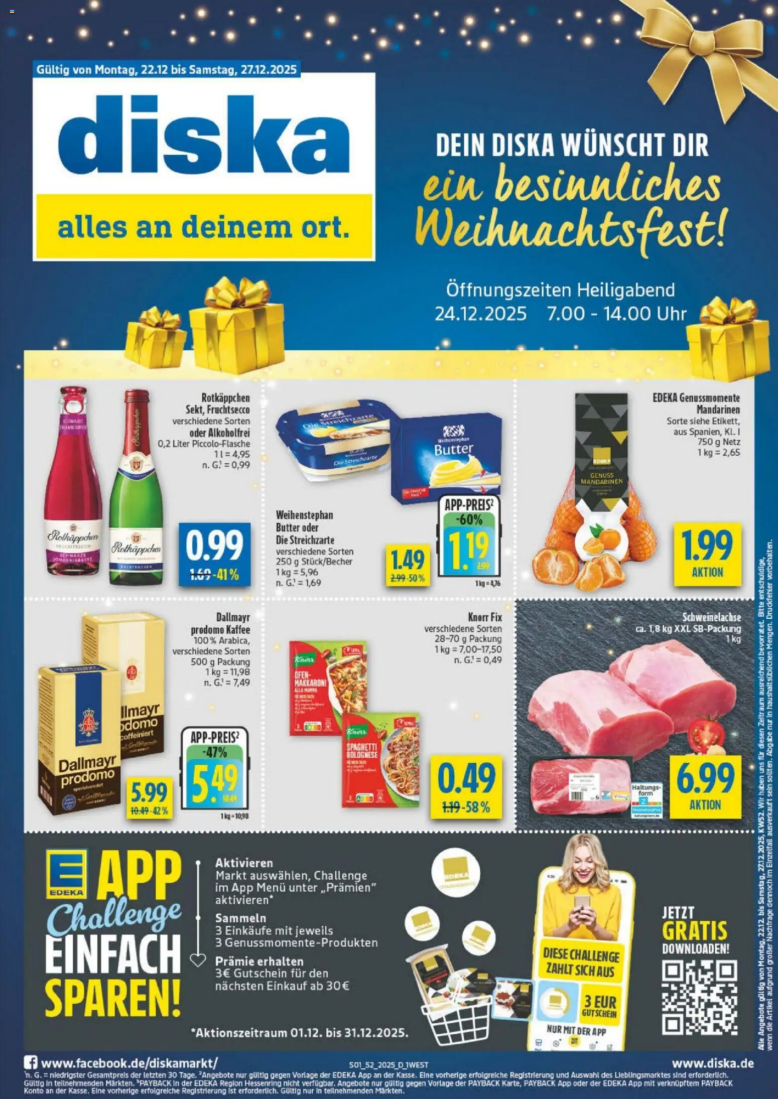 Diska - Diska Angebote Bayern KW52 – gültig ab 22.12.2025 | Seite: 1 | Produkte: Ofen, Butter, Mandarinen, Fruchtsecco