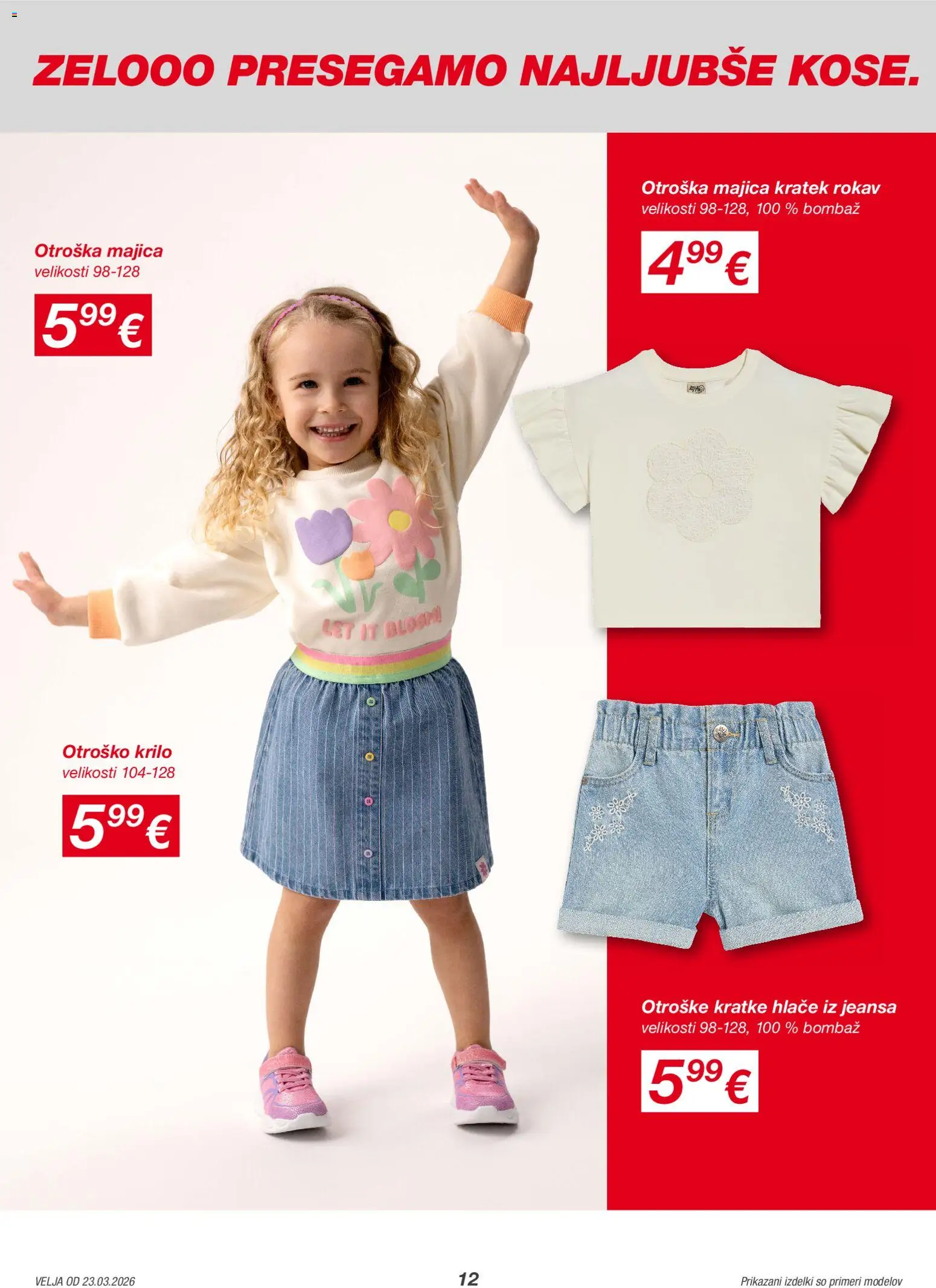 Novi Kik katalog ponudbe – veljaven od 23.03.2026 | Stran: 12 | Izdelki: Krilo, Majica, Hlace, Kratke hlace