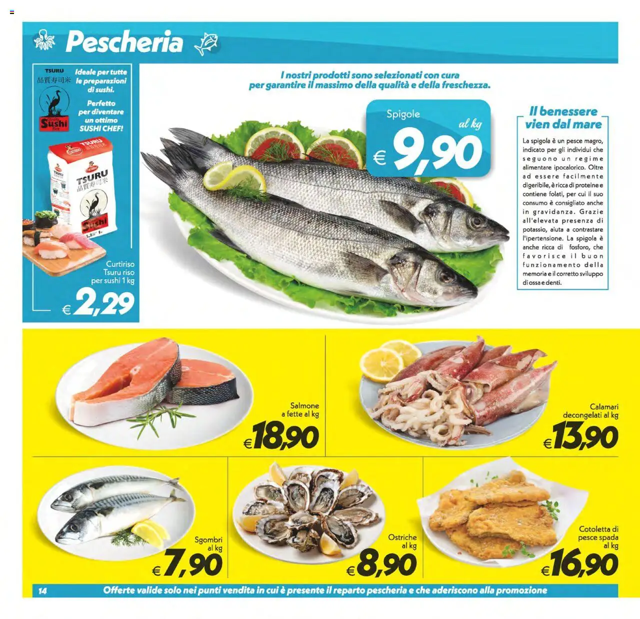 Volantino SuperConveniente del 20.06.2025 | Pagina: 14 | Prodotti: Riso, Pesce, Calamari, Sushi