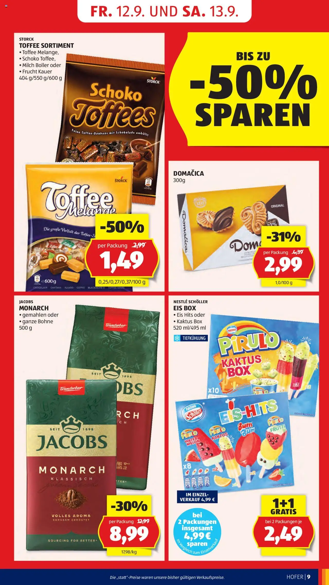Hofer Flugblatt gültig ab 12.09.2025 | Seite: 11 | Produkte: Eis, Box, Milch, Schokolade