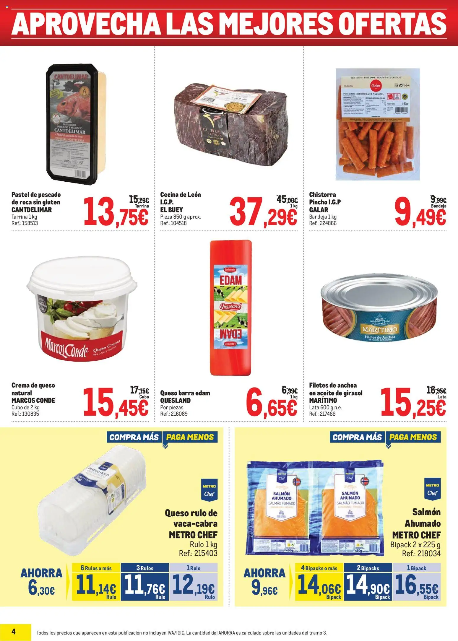 Makro Precios Canarias │ válido desde el 20.04.2026 | Página: 4 | Productos: Queso, Aceite, Aceite de girasol, Anchoa
