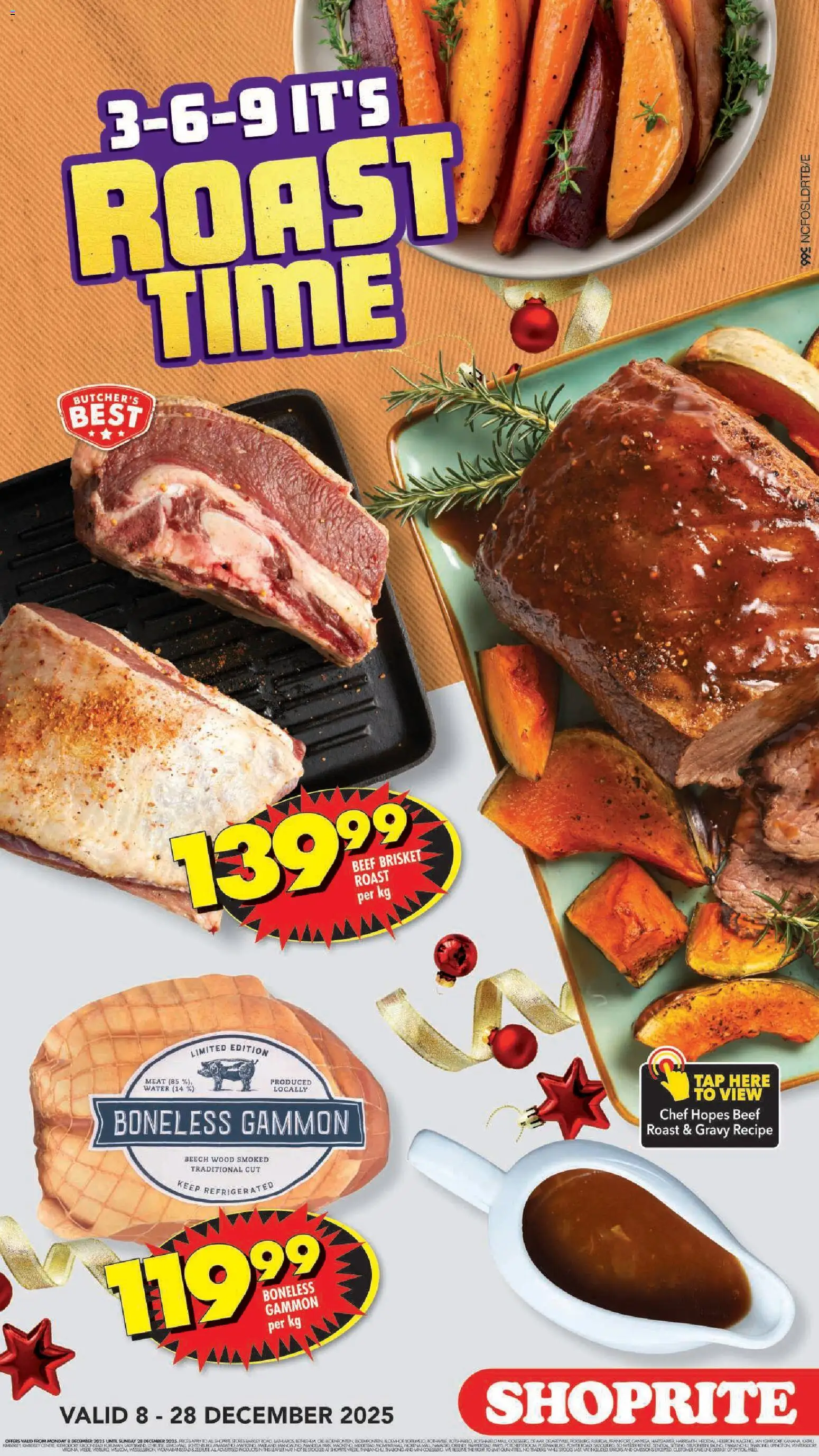 New Shoprite catalogue – valid from 08.12.2025 | Page: 3 | Products: Beef, Tap, Gravy, Water