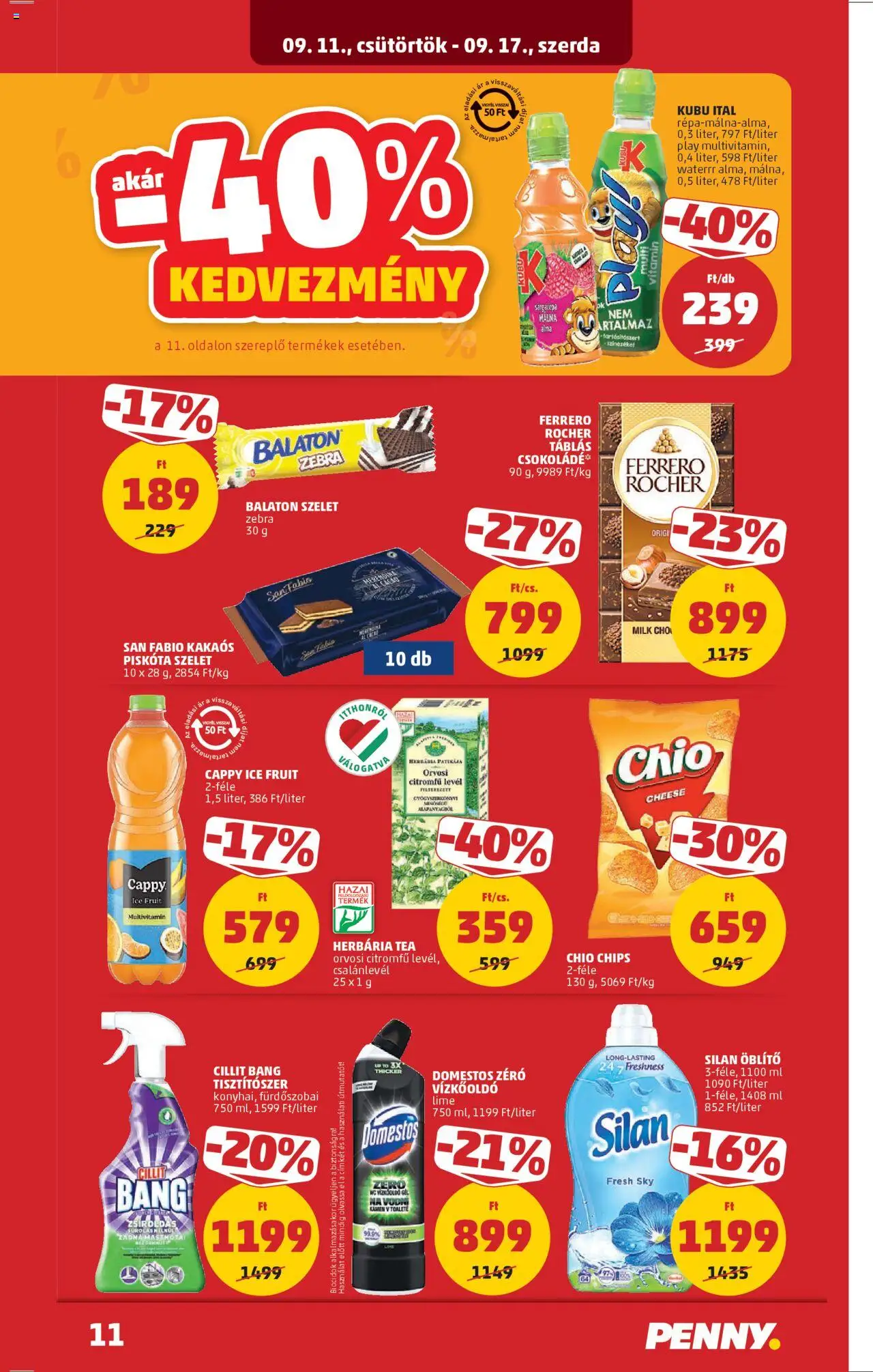 PENNY akciós ujság - amely érvényes a következő dátumtól: 11.09.2025 | Oldal: 13 | Termékek: Piskóta, Chips, Öblítő, Csokoládé