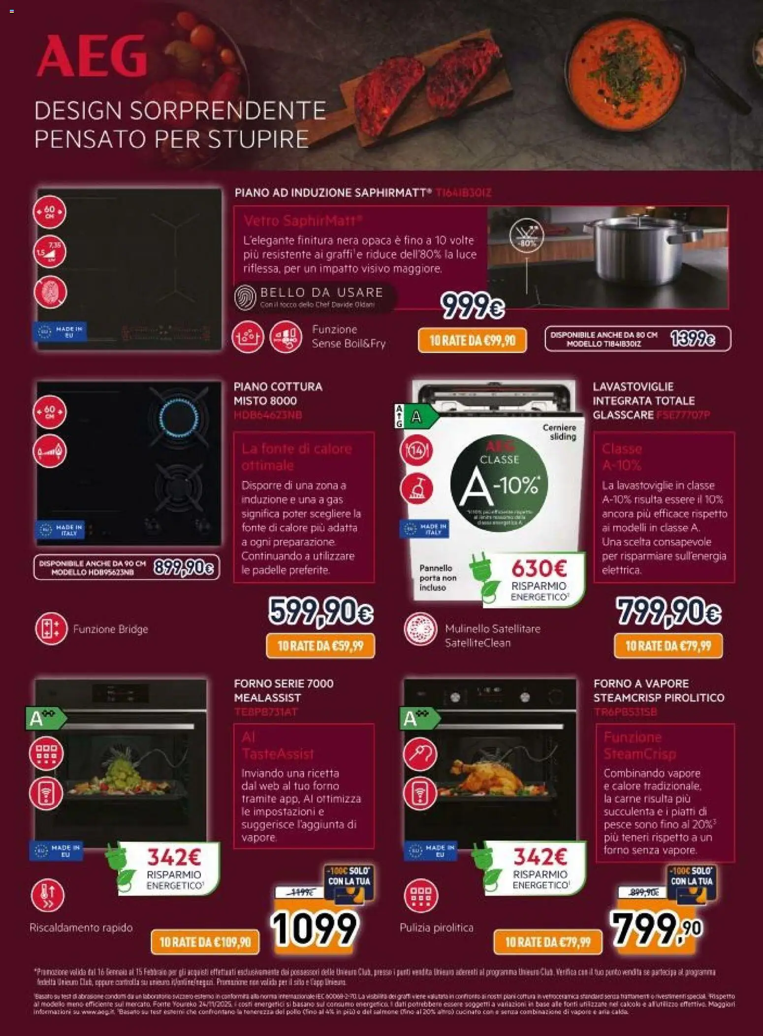 Volantino Unieuro del 16.01.2026 | Pagina: 7 | Prodotti: Pesce, Lavastoviglie, Satellitare, Forno