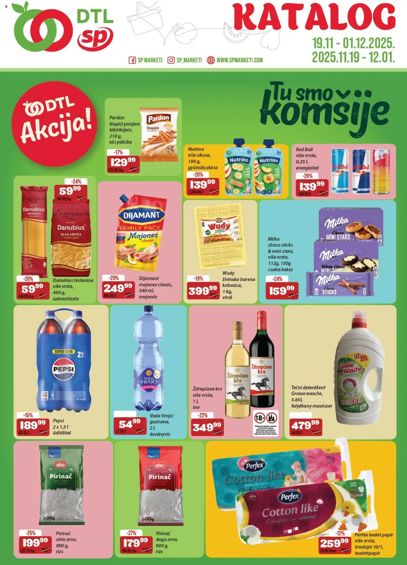 Senta Promet katalog - važi od 19.11.2025 | Strana: 1 | Proizvode: Deterdžent, Tečni deterdžent, Špageti, Pepsi