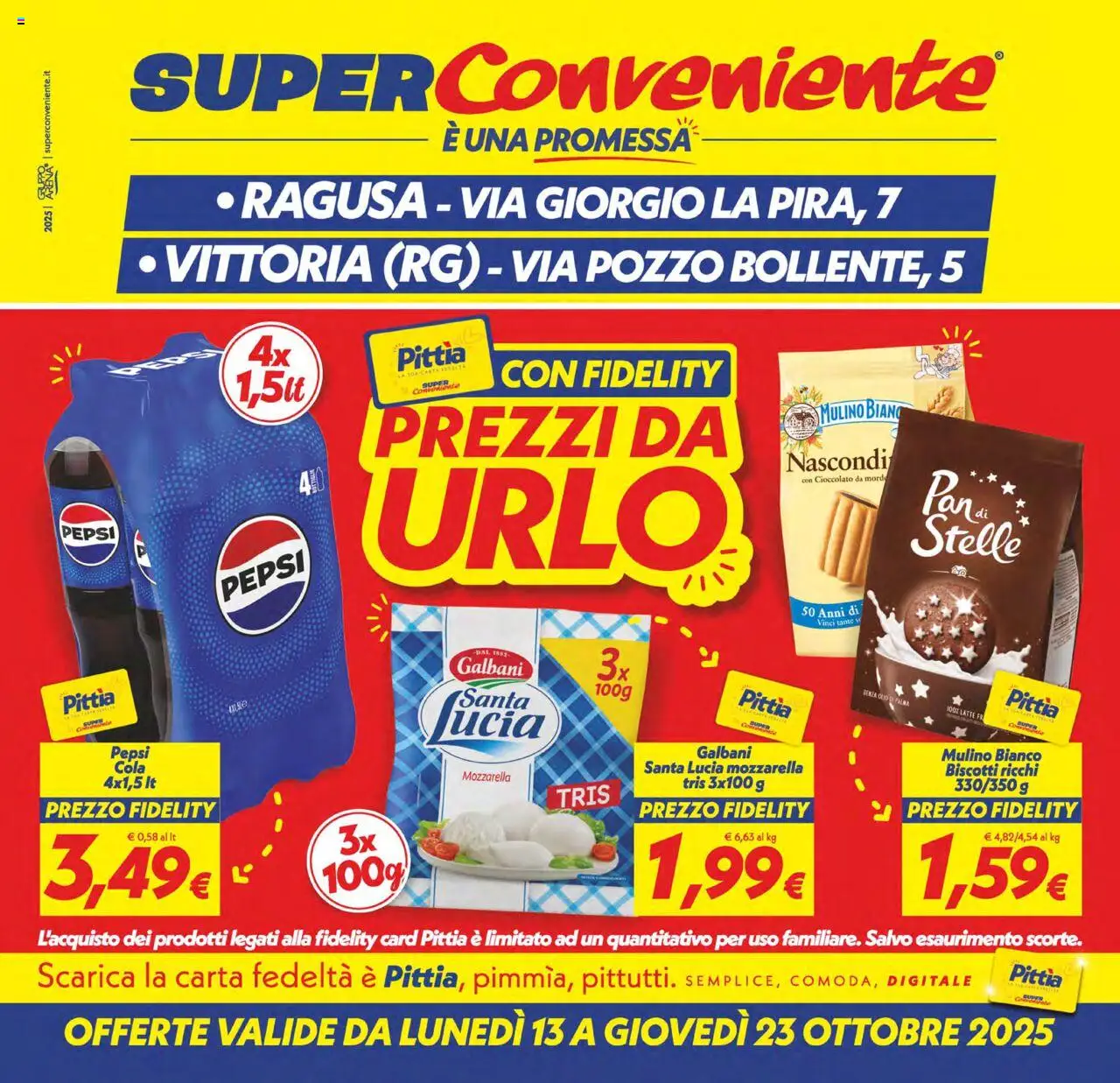 Volantino SuperConveniente del 13.10.2025 | Pagina: 1 | Prodotti: Cioccolato, Biscotti, Latte, Pepsi