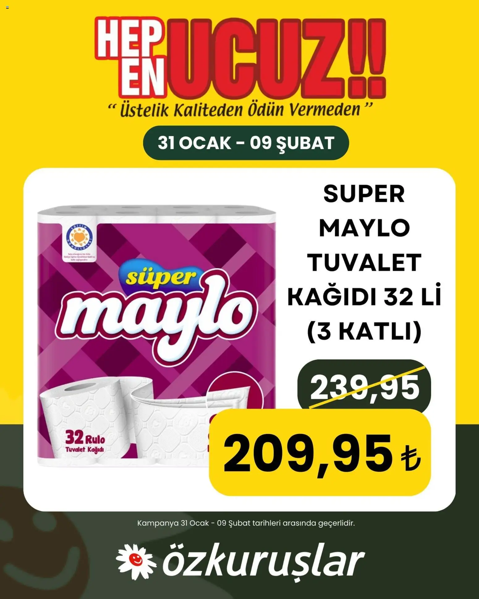 Özkuruşlar İndirim - 31.01.2026 tarihinden itibaren geçerlidir | Sayfa: 2 | Ürünler: Tuvalet, Tuvalet kağıdı, Ocak