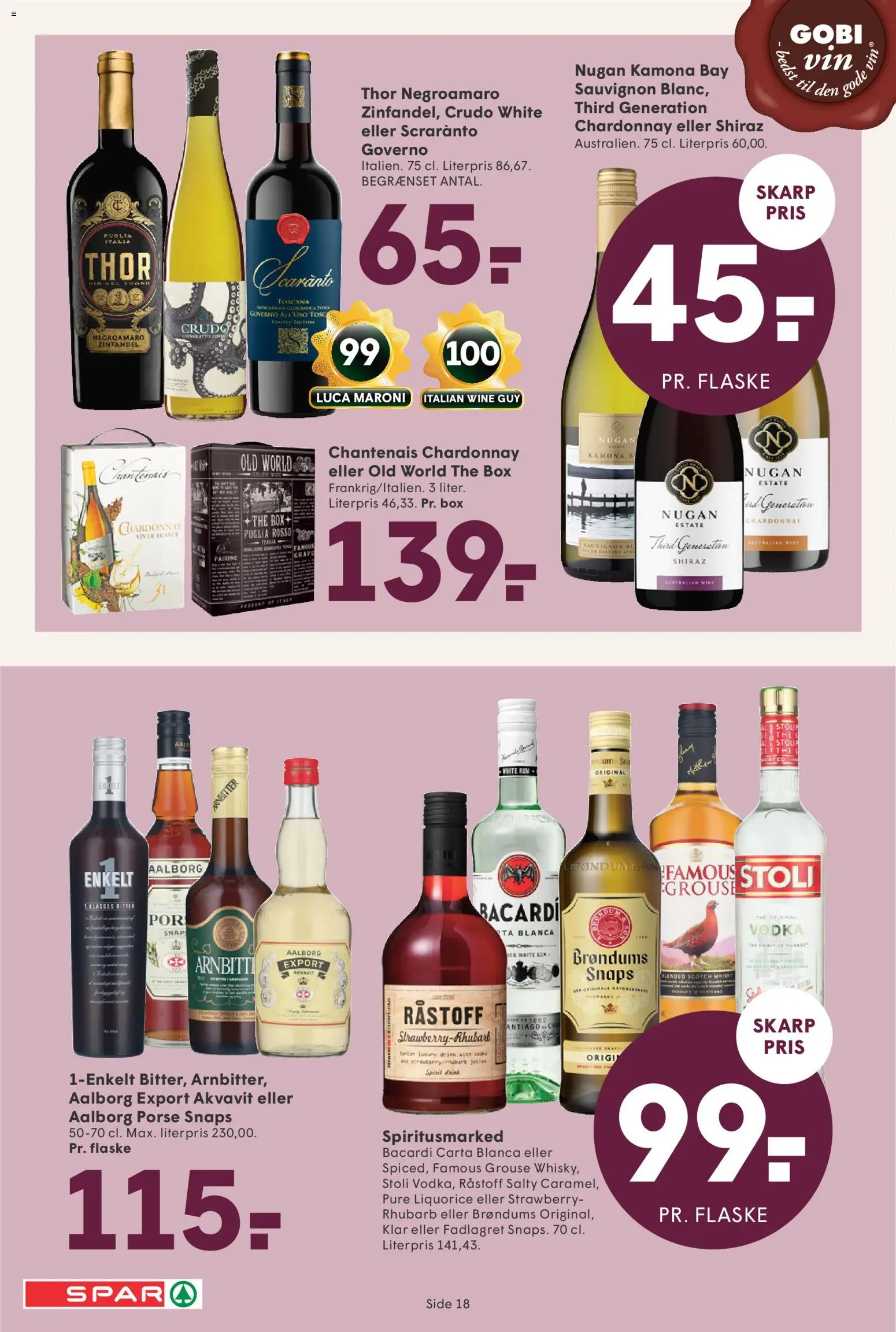 Spar tilbudsavis – gyldig fra 13.02.2026 | Side: 18 | Produkter: Vin, Vodka, Whisky