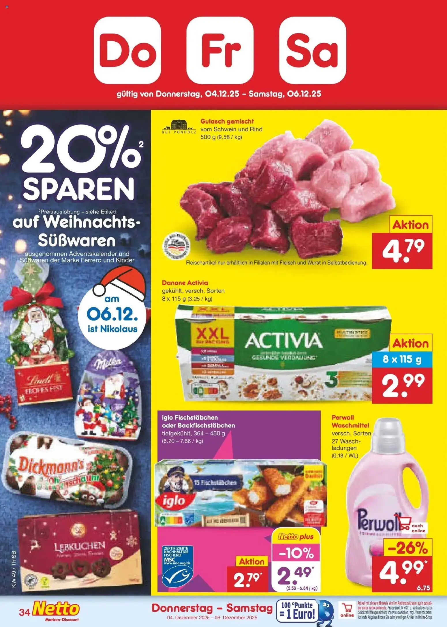 Netto Marken-Discount prospekt Pirna	 – gültig ab 01.12.2025 | Seite: 36 | Produkte: Iglo, Fischstabchen, Gulasch, Wurst