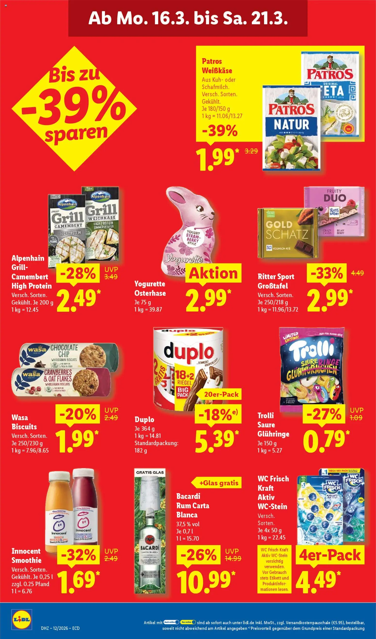 Lidl Prospekt – gültig ab 16.03.2026 | Seite: 32 | Produkte: Bacardi, Grill, Rum, Wc frisch