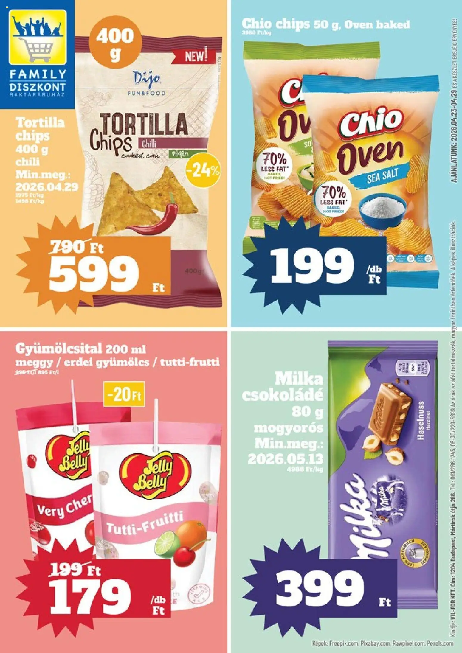Family Diszkont akciós ujság - amely érvényes a következő dátumtól: 29.04.2026 | Oldal: 1 | Termékek: Chili, Gyümölcsital, Tortilla, Meggy